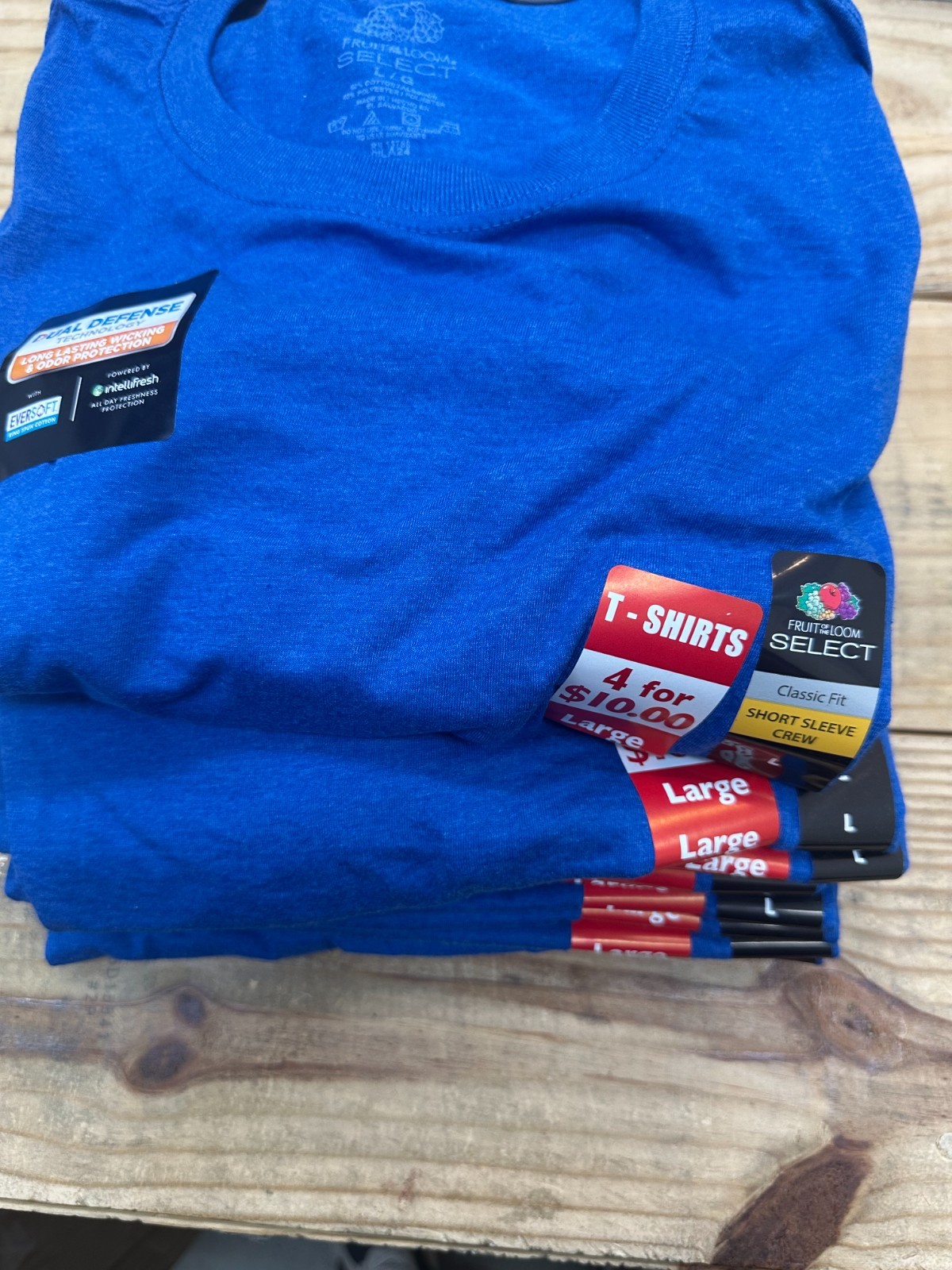 Fruit of the Loom Select Classic Fit T Shirt Short Crew BLUE 10 PACK