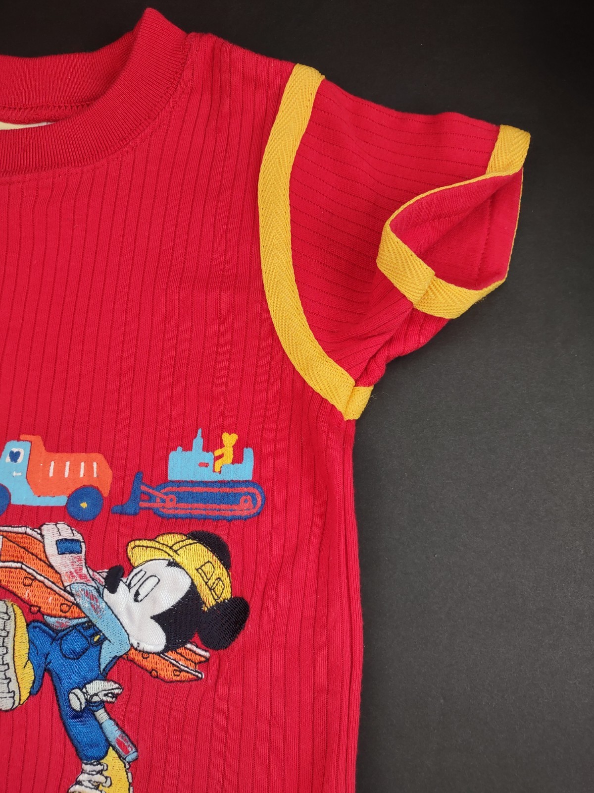 DISNEY Vintage Y2K Mickey Mouse Construction Worker Embroidered Shirt, Size 2T