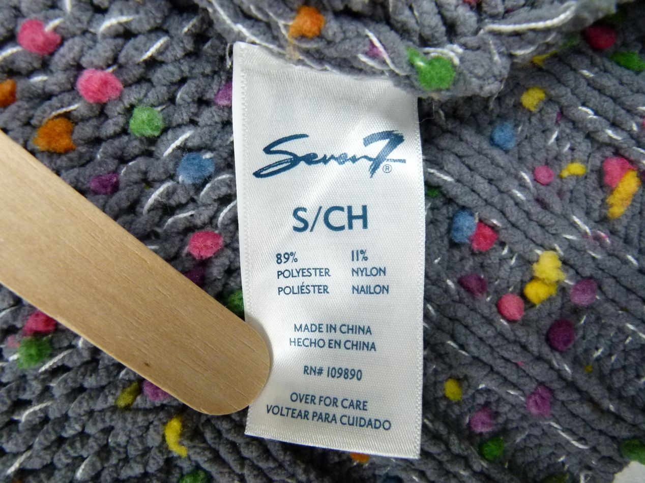 Seven7 Women Small Gray Confetti Chunky Knit Polyester Blend Pullover Sweater