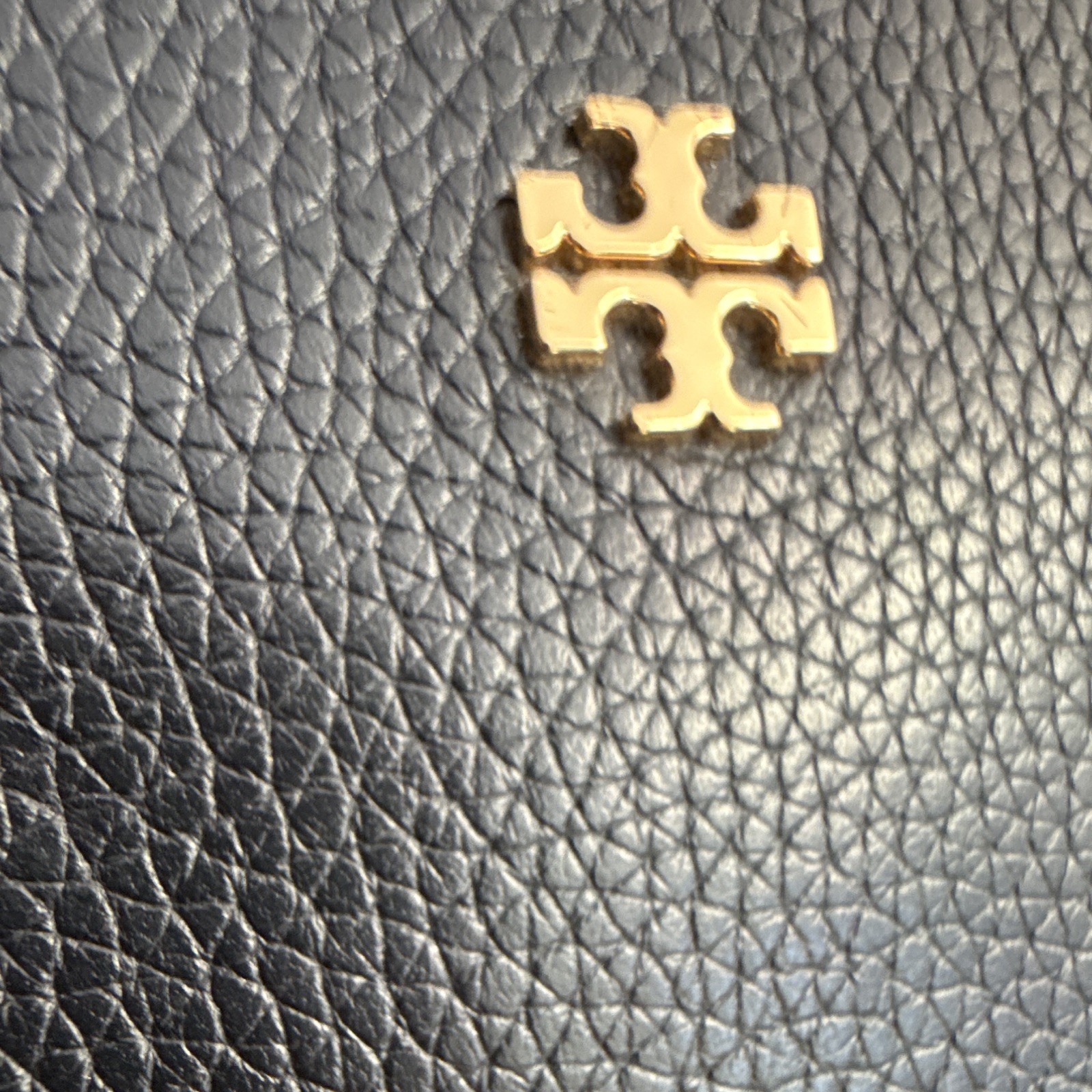 Tory Burch Black Pebbled Crossbody Bag Gold Chain Strap detachable Zip Logo