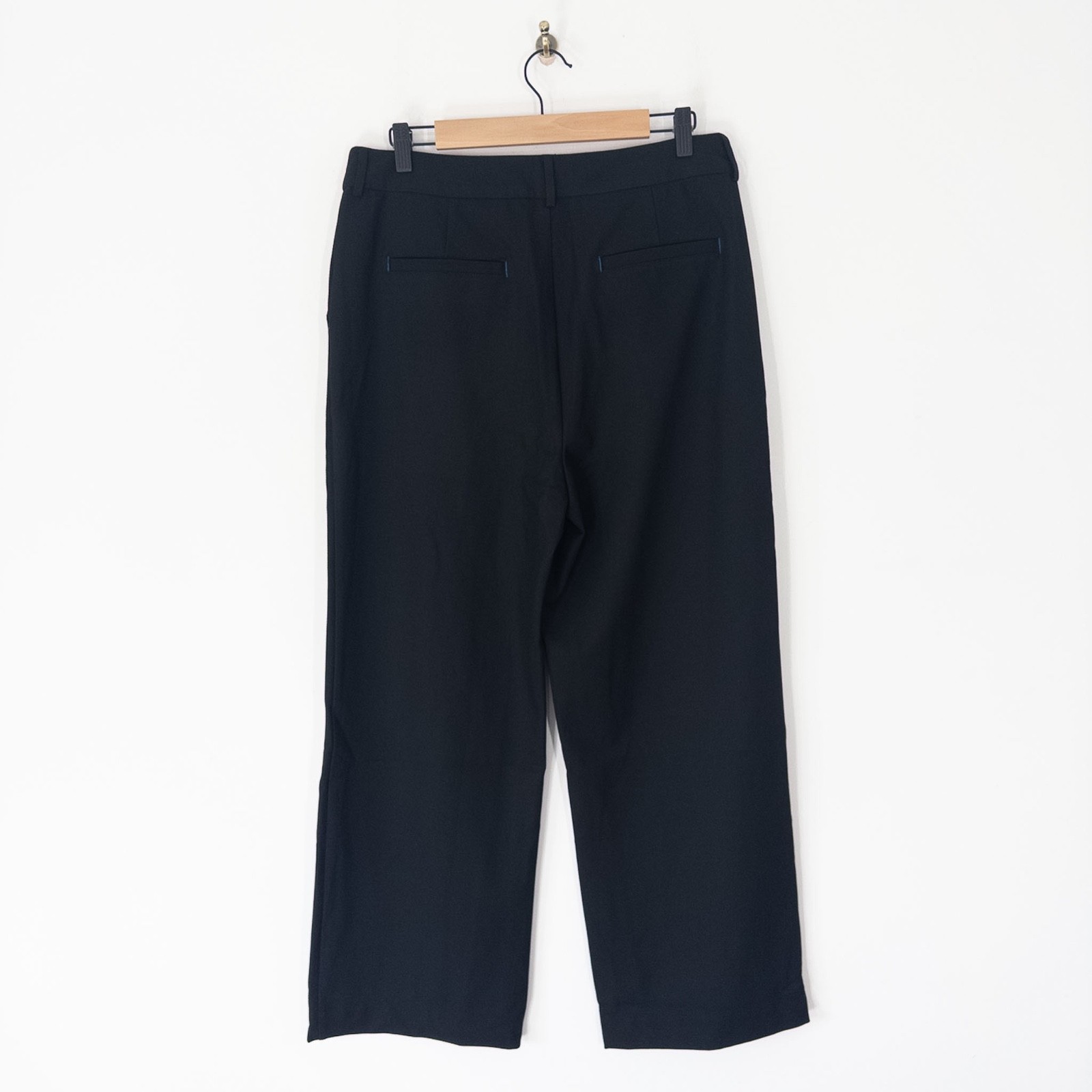 White Stuff Belle Wide Leg Trousers Size 12 Regular Black Twill RRP £79