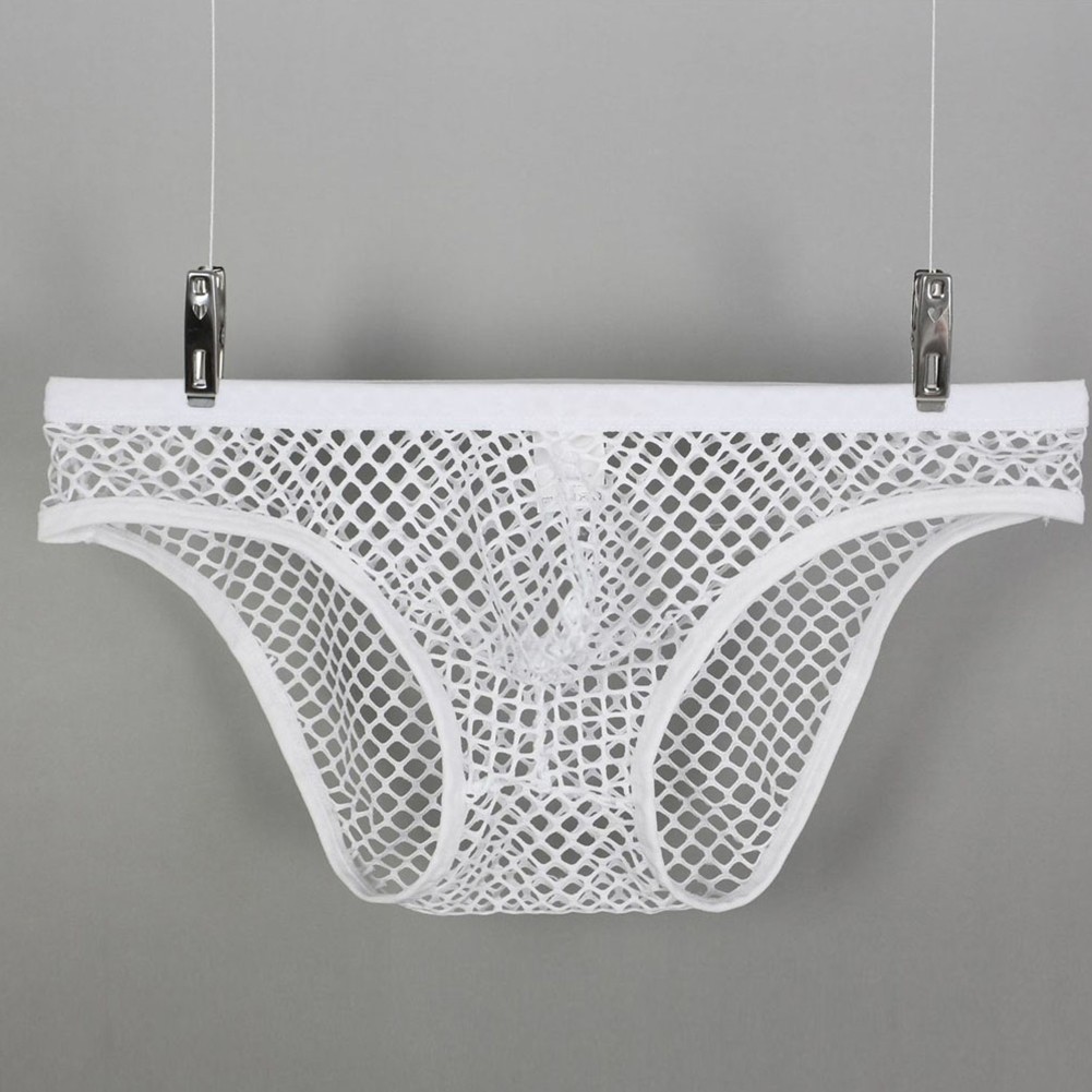 Hot Mens Hollow Mesh Fishnet Sexy Triangle Underwear Low Rise Briefs Underpants