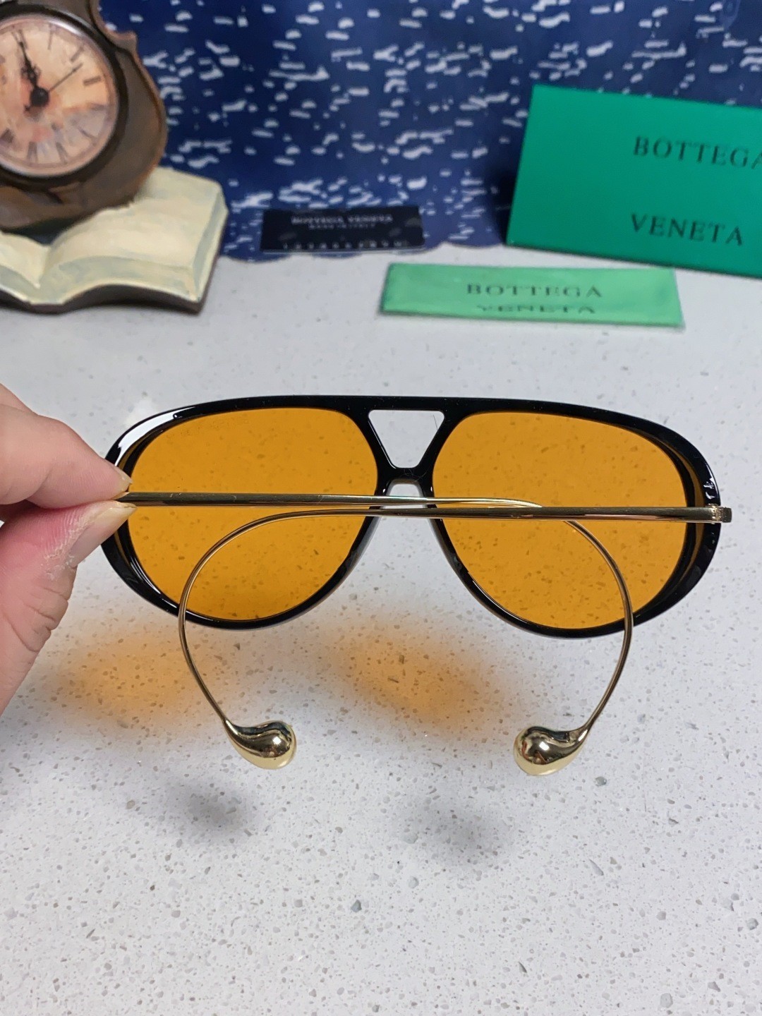 Bottega Veneta BV1273S Sunglasses Black Frames orange Lenses 63-12-175