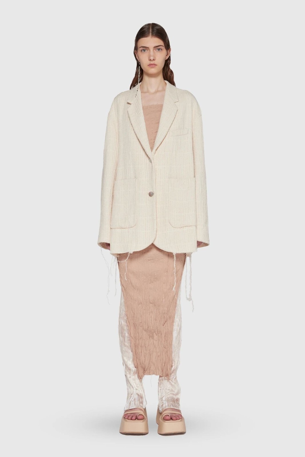 Federico Cina Blazer Openable Jacket in Natural