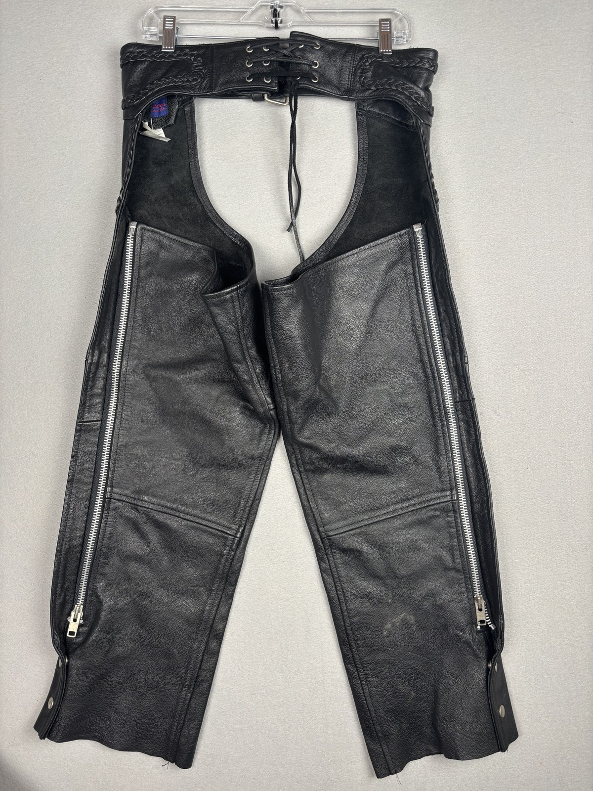 MOB Classic X4 Leather Chaps Womens Medium Biker Motorcycle YKK Zip Collection