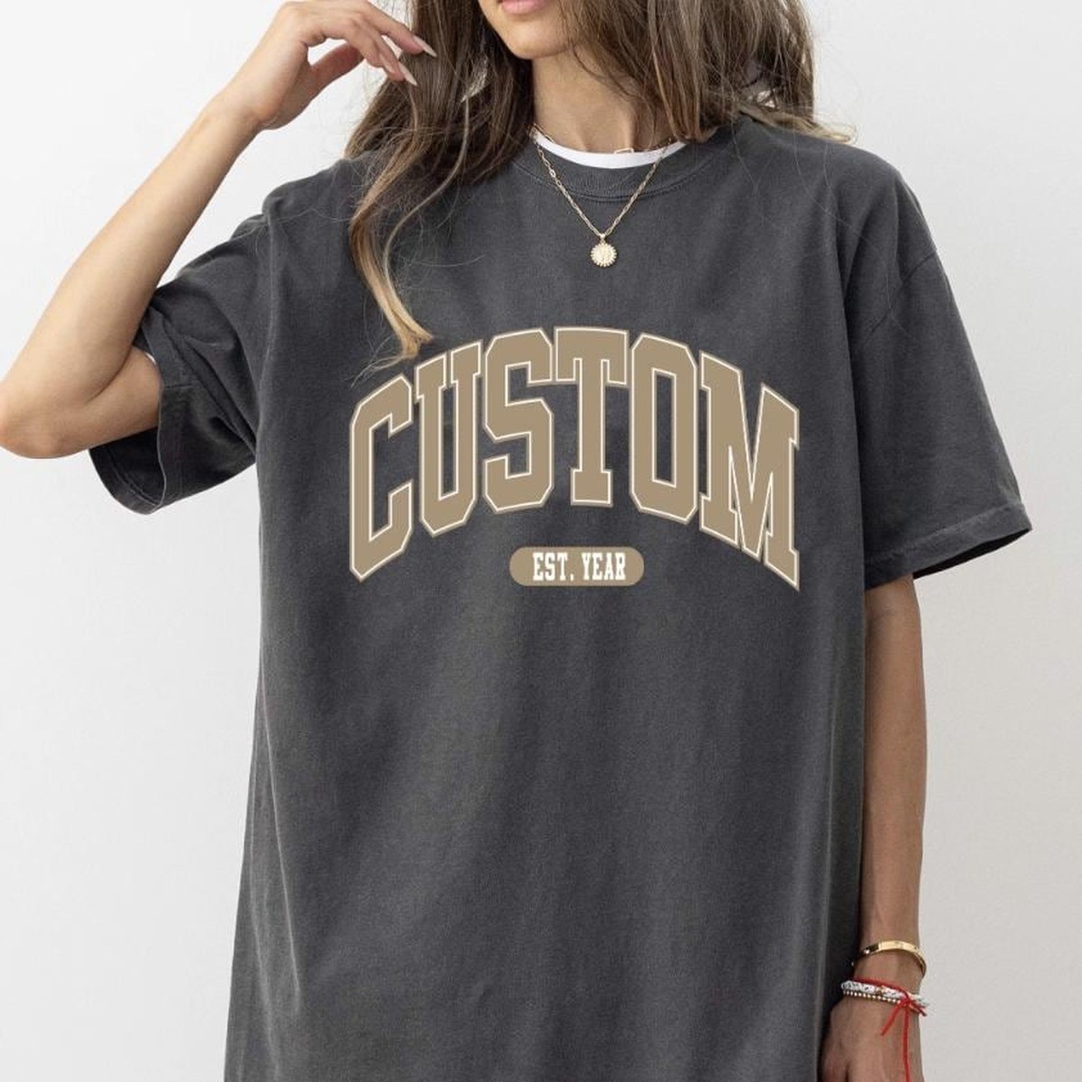 Custom College Varsity Letters T-Shirt Personalized Athletic Tee Gift For Him