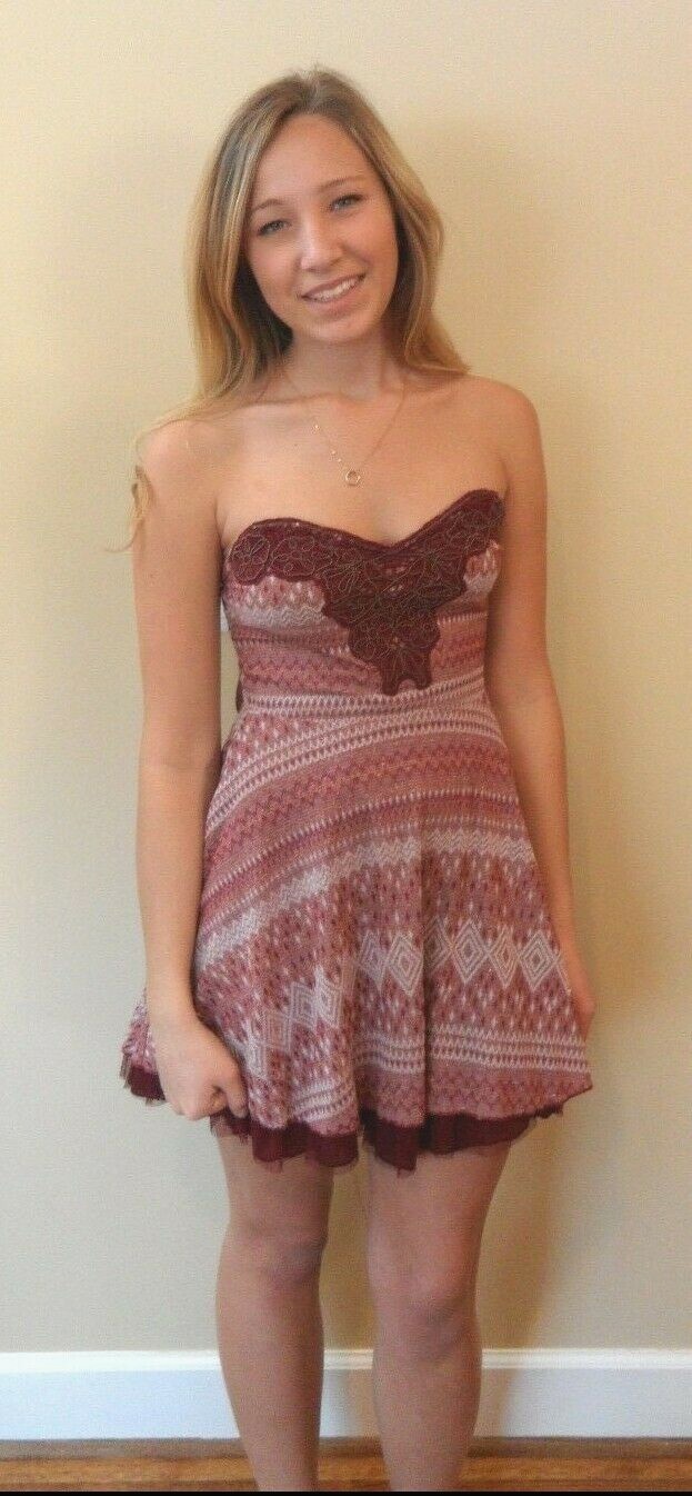 NWT Free People beaded dress sparkle crochet size medium fit and flare