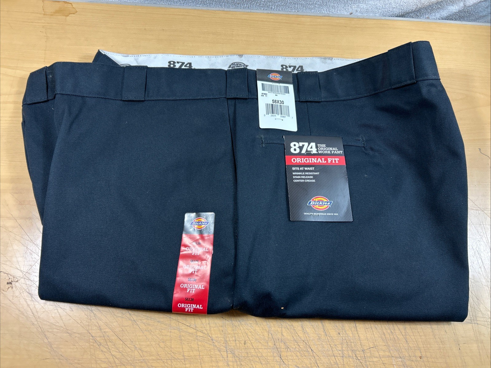 Dickies Men’s Size 58×30 Black 874 Original Fit Work Pants Straight (6514)