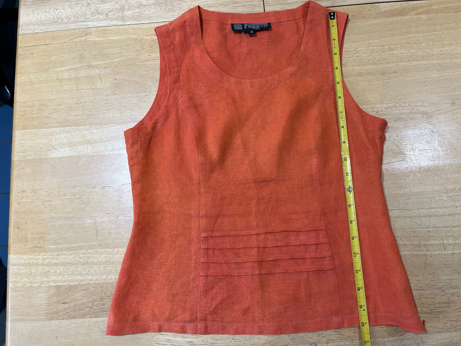 Vintage Perutz Italy Orange Linen Sleeveless Top with Side Zipper – Women’s Sz S