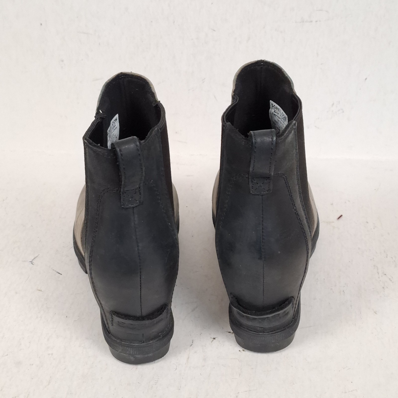 Sorel Joan of Arctic II Chelsea Wedge Ankle Boots Black Leather US 6.5 EU 37.5