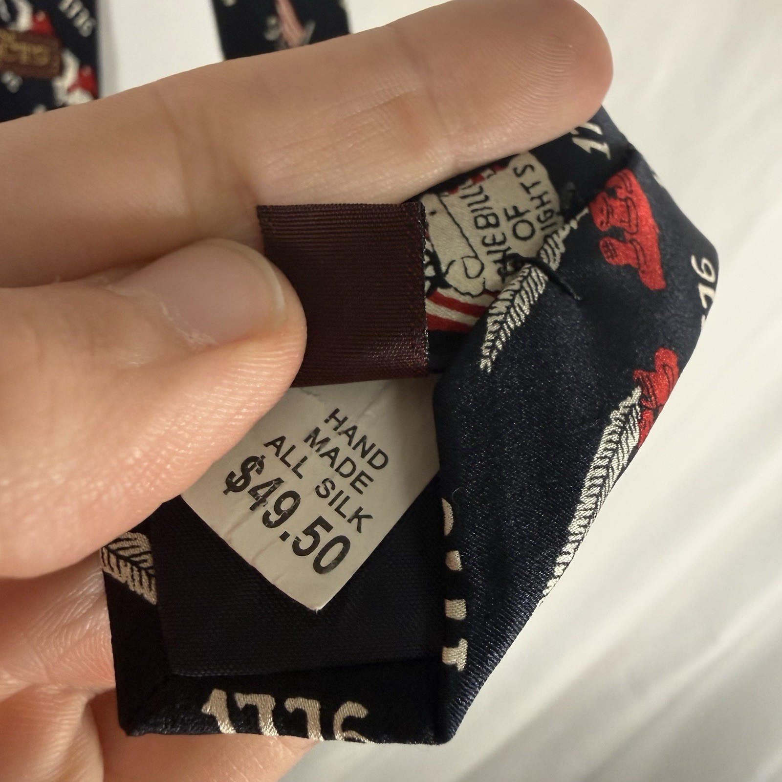1776 Tie Museum Artifacts Silk Tie Men’s 60″ Blue 4th of July 4″ Wide