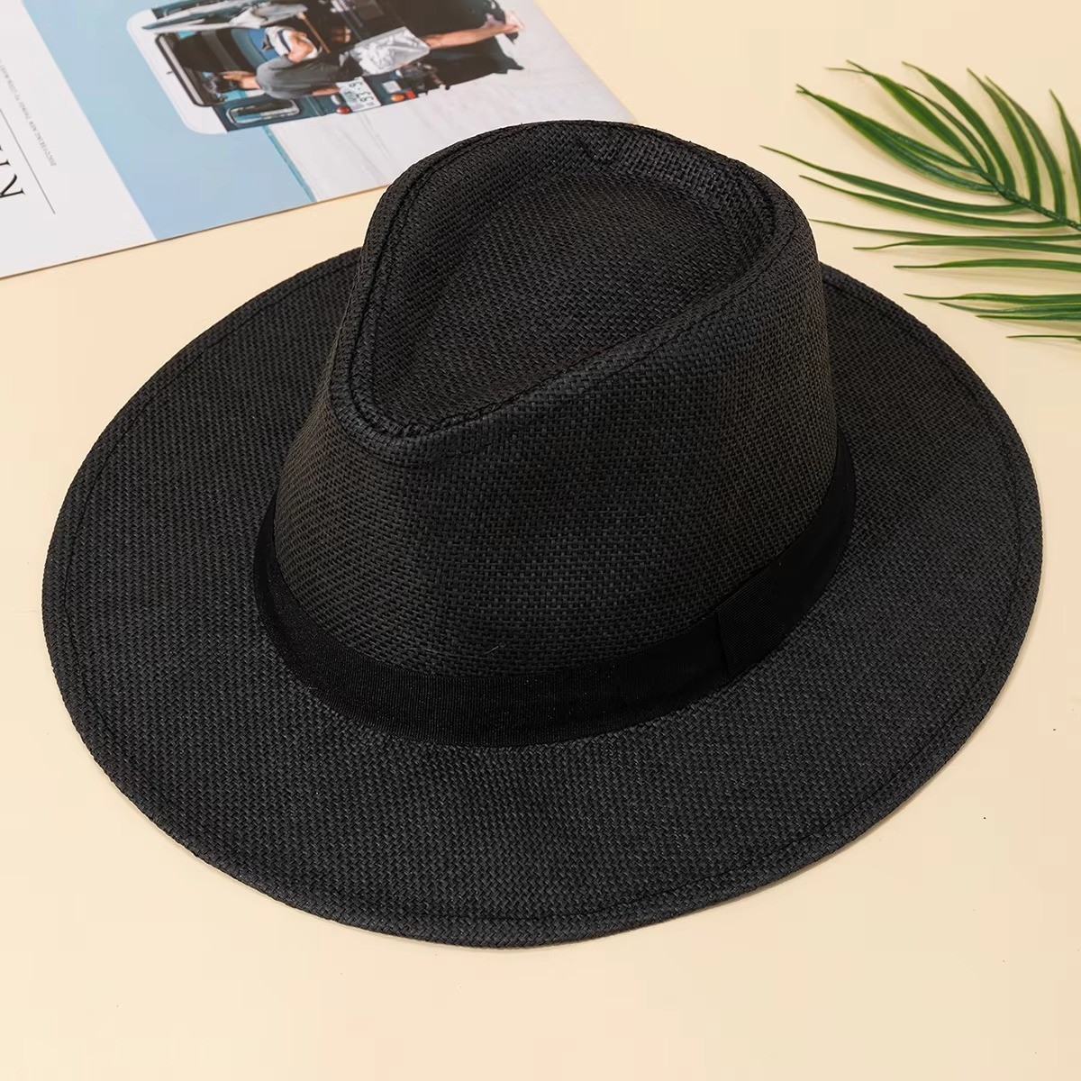 New Mens Ladies Panama Style Sun Hat Crushable Wide Brim Fedora Straw Summer UK