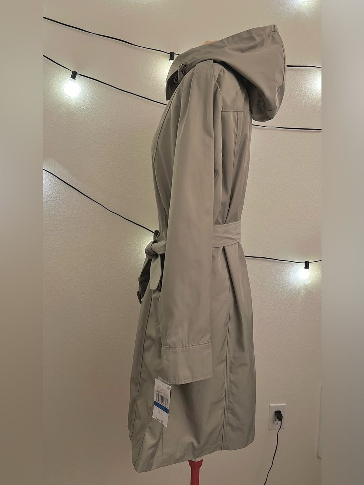 NWT Michael Kors Dusty Sage Trench Coat XL Old Money Belted Rain Jacket