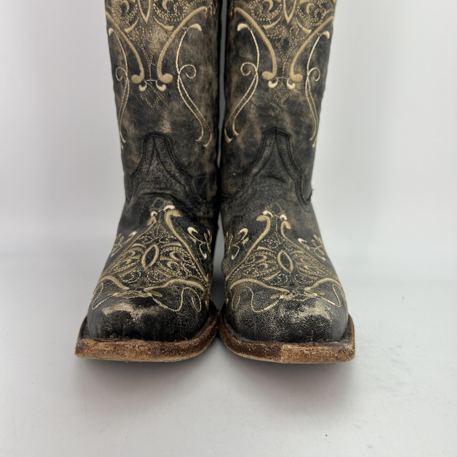 Circle G Boots Womens Size 7.5 L5048 Embroidered Crackle Western Cowgirl Leather