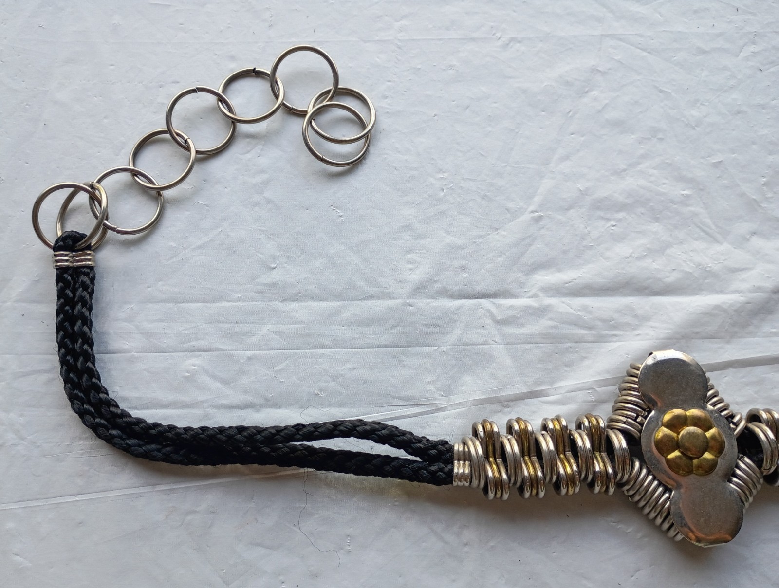 Vintage 1980s/1990s Boho Statement Belt Silver and Gold Metal Accents Medallion