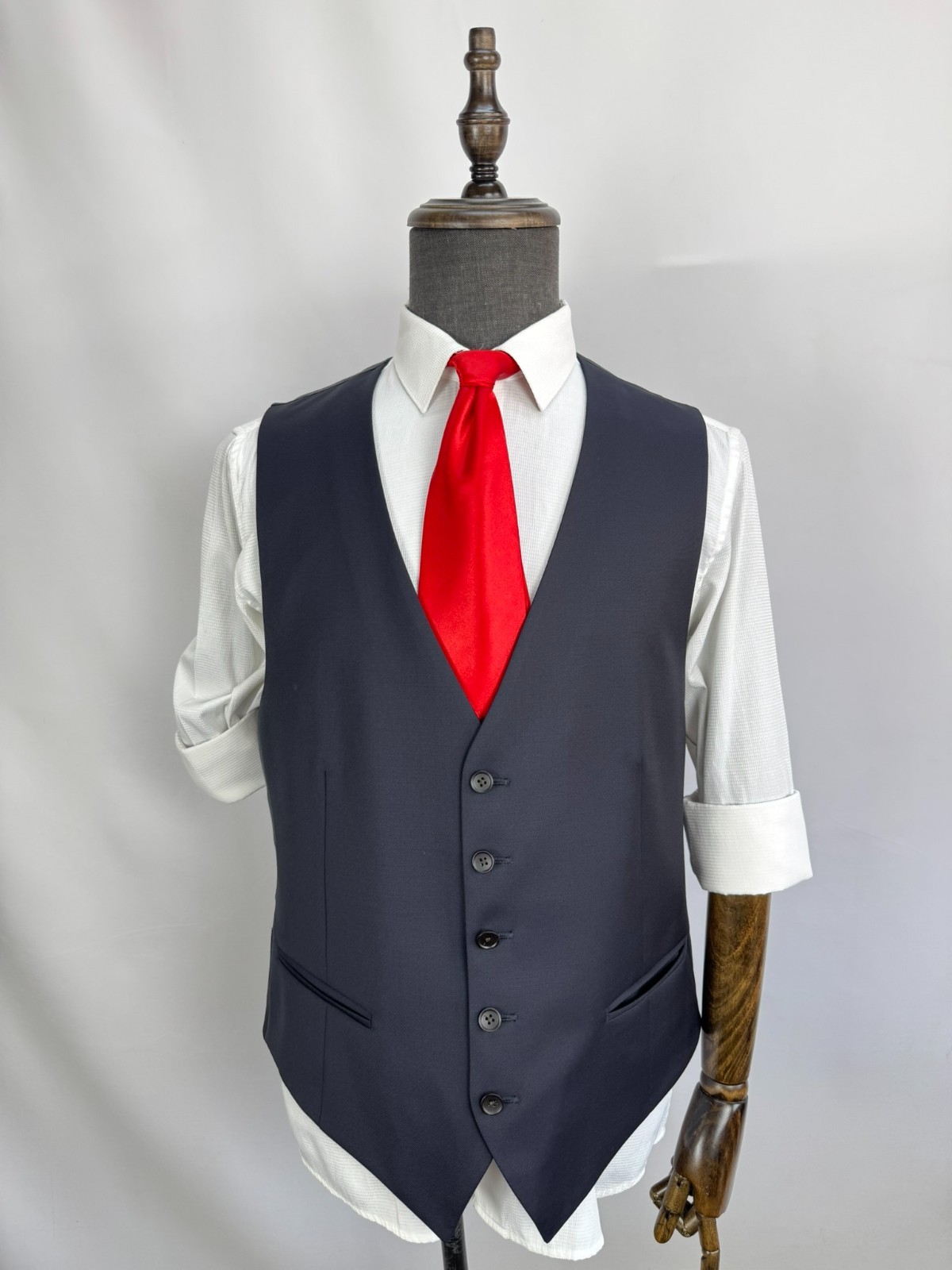 SuitSupply Ferrara Waistcoat Vest 100% Wool dark gray Single Breasted US 40R
