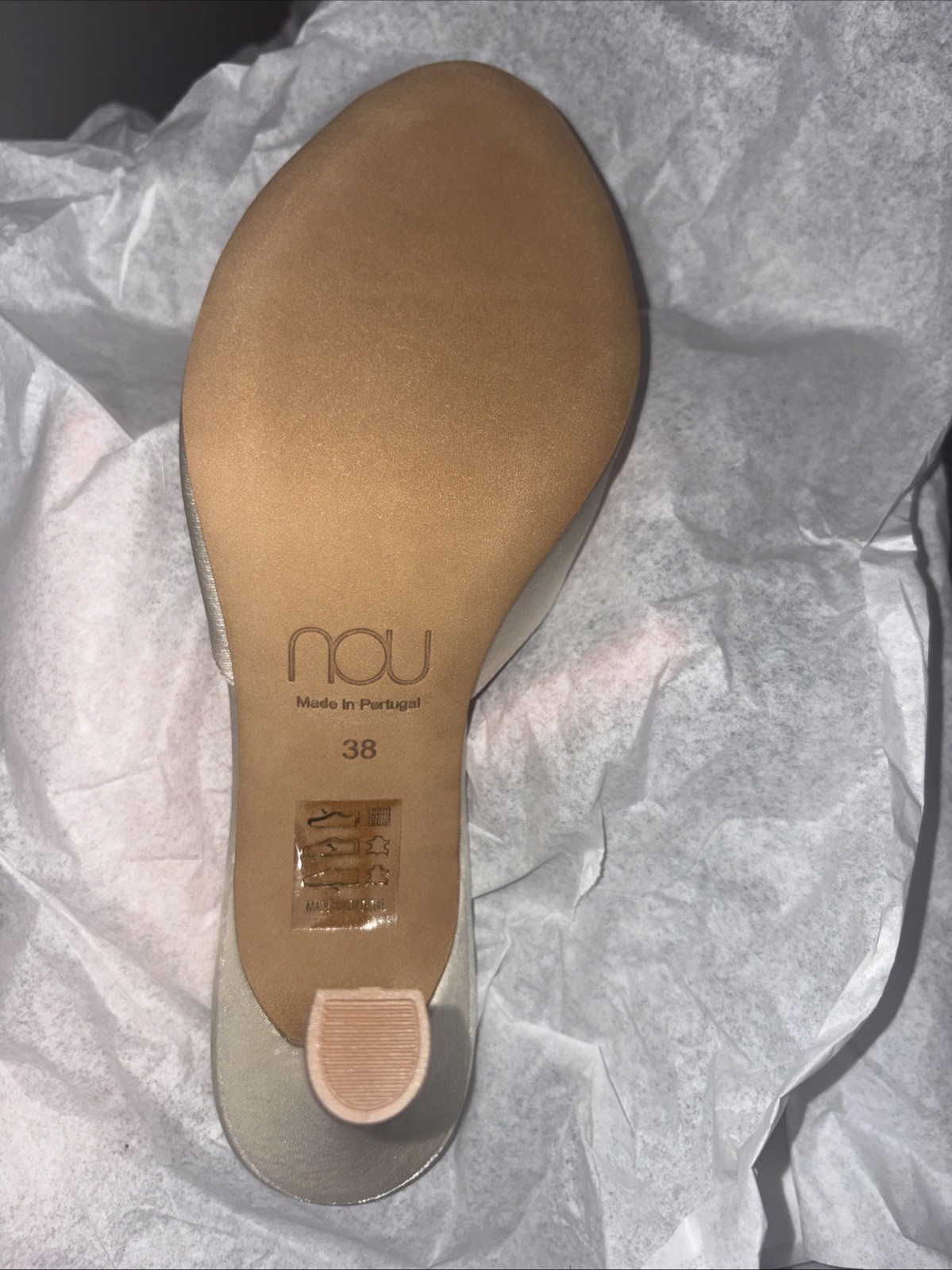 Nou The Mule Ivory Satin – Platinum Gem Size 38