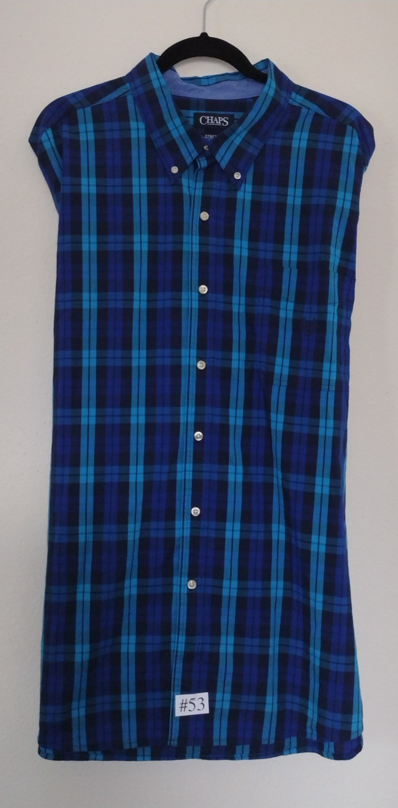 Men’s CHAPS STRETCH EASY CARE PLAID SHIRT Size 3XB LOGO ONE POCKET LONG SLEEVE