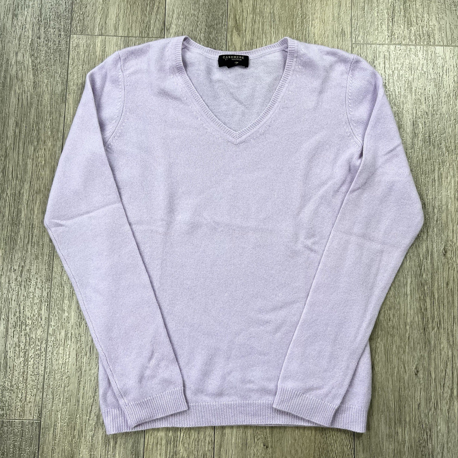 Charter Club Sweater Womens Small Lavender Luxury Cashmere V Neck Knit Pullover
