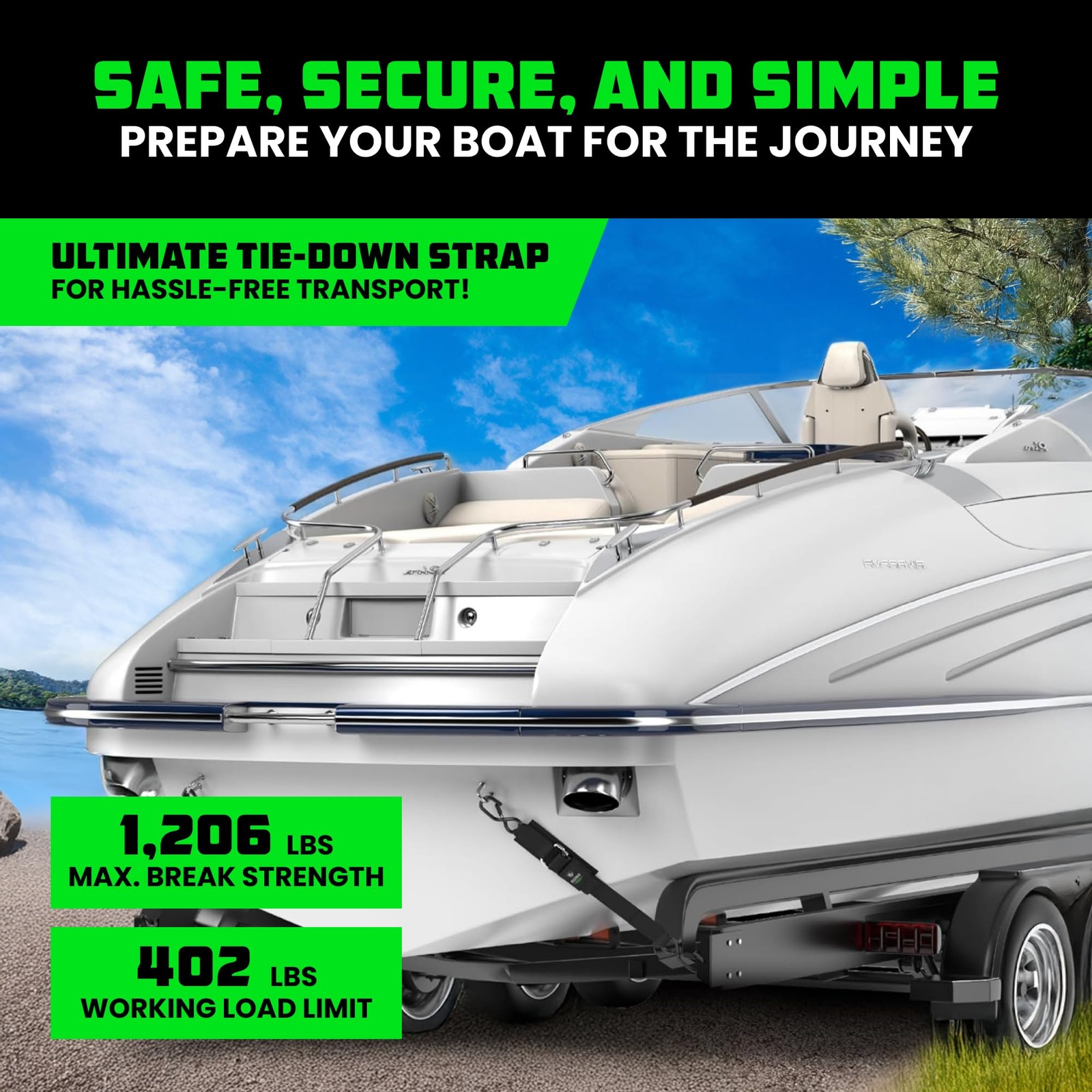 Rhino Usa Boat Trailer Straps 2-Pack – Heavy Duty 2 Inch X 48 Inch Boat Tie