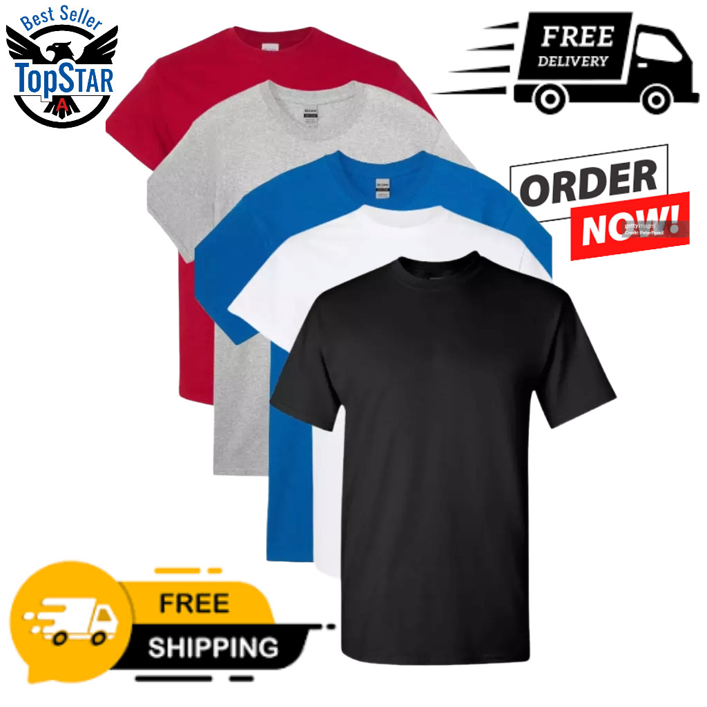 Gildan (5-pack) Solid Heavy Cotton Short Sleeve Blank Men T-Shirt S-3XL