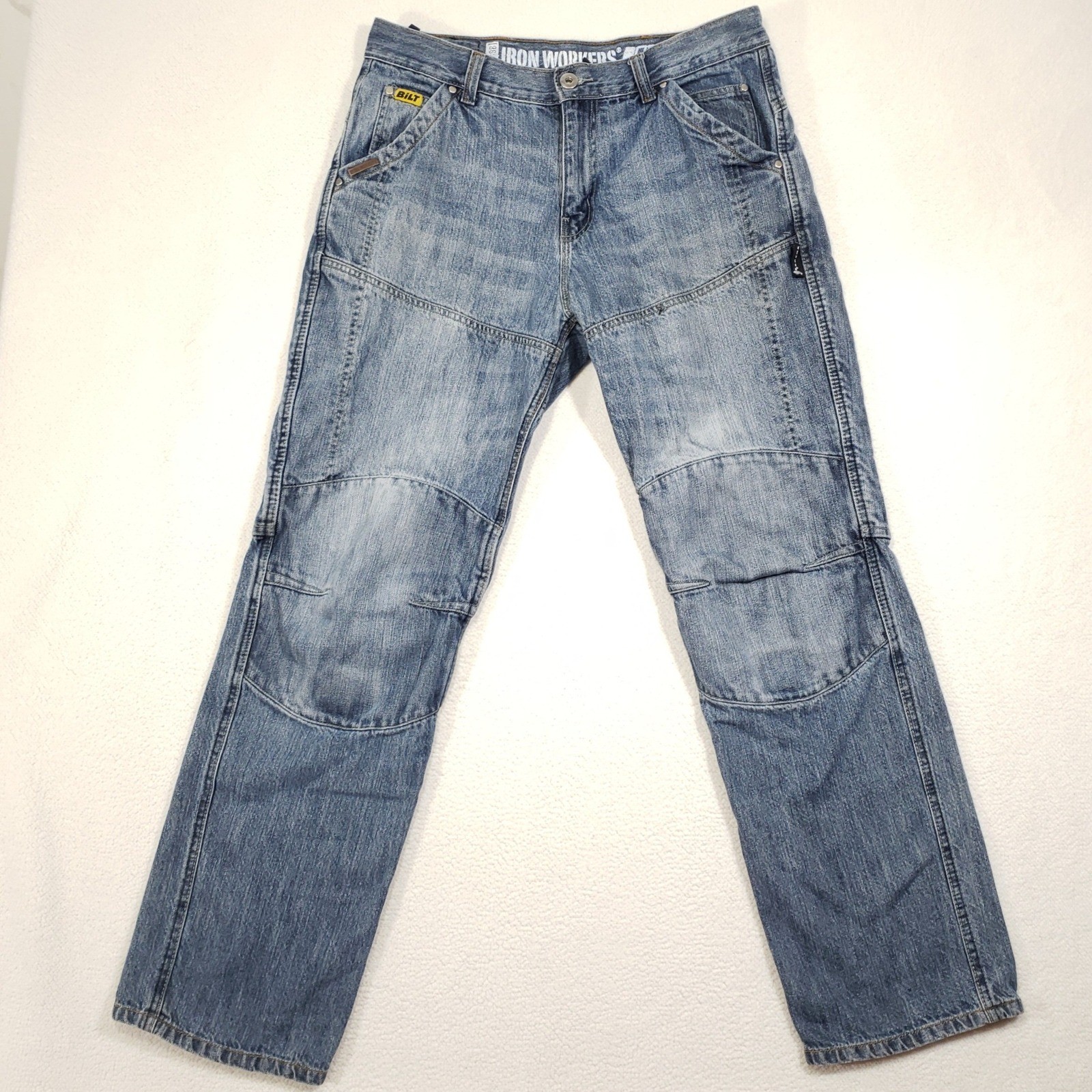 Bilt Iron Workers Jeans Mens 34 Blue Kevlar Reinforced Motorcycle Riding Pants