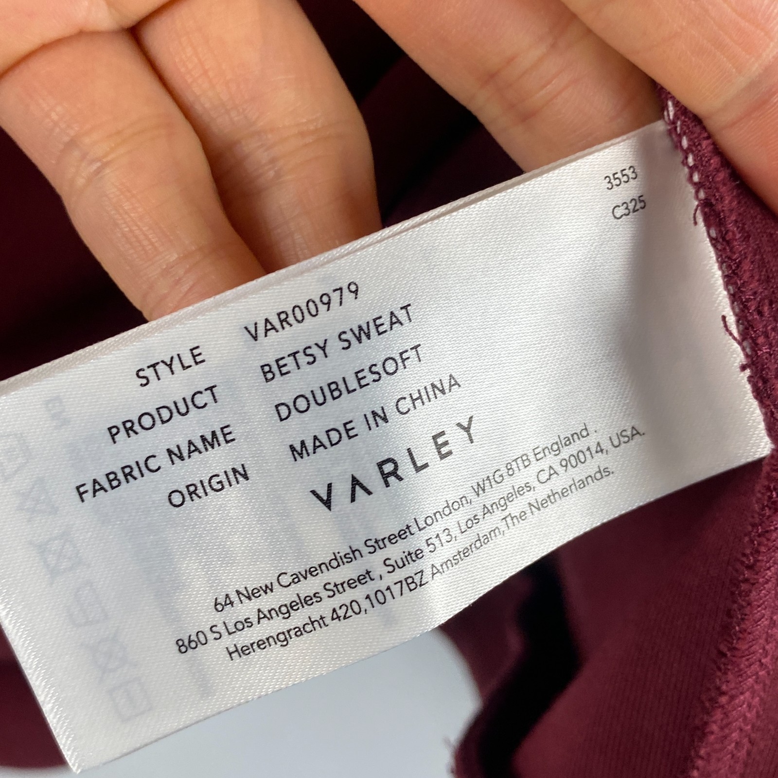 Varley Betsy Sweat Doublesoft Cowl Neck Drawstring Hem Red Sweatshirt XL