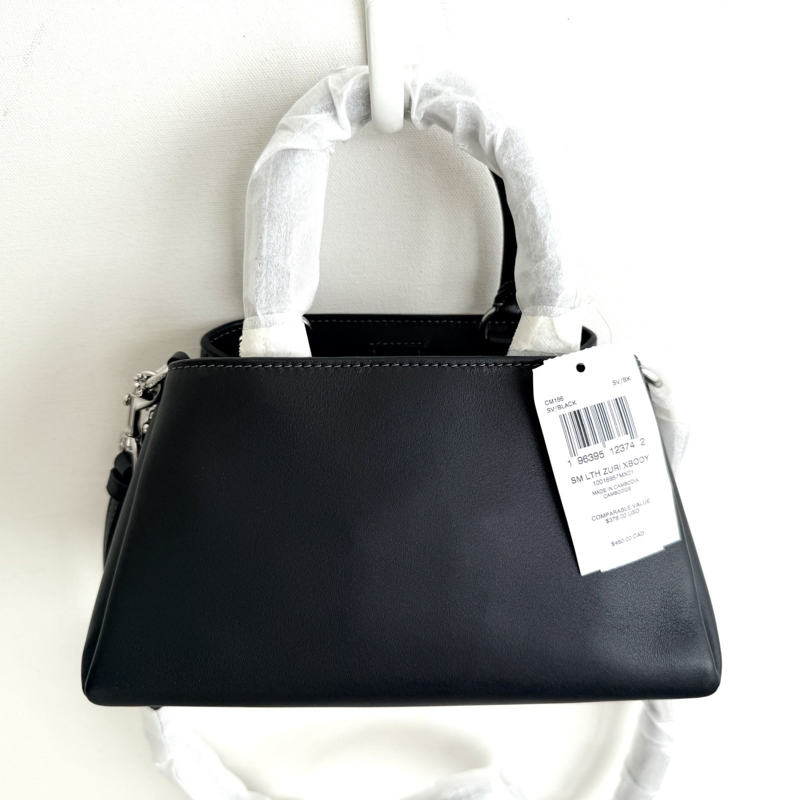 NWT Coach Zuri Top Handle Smooth Black Leather CM186 Crossbody Bag Purse Satchel