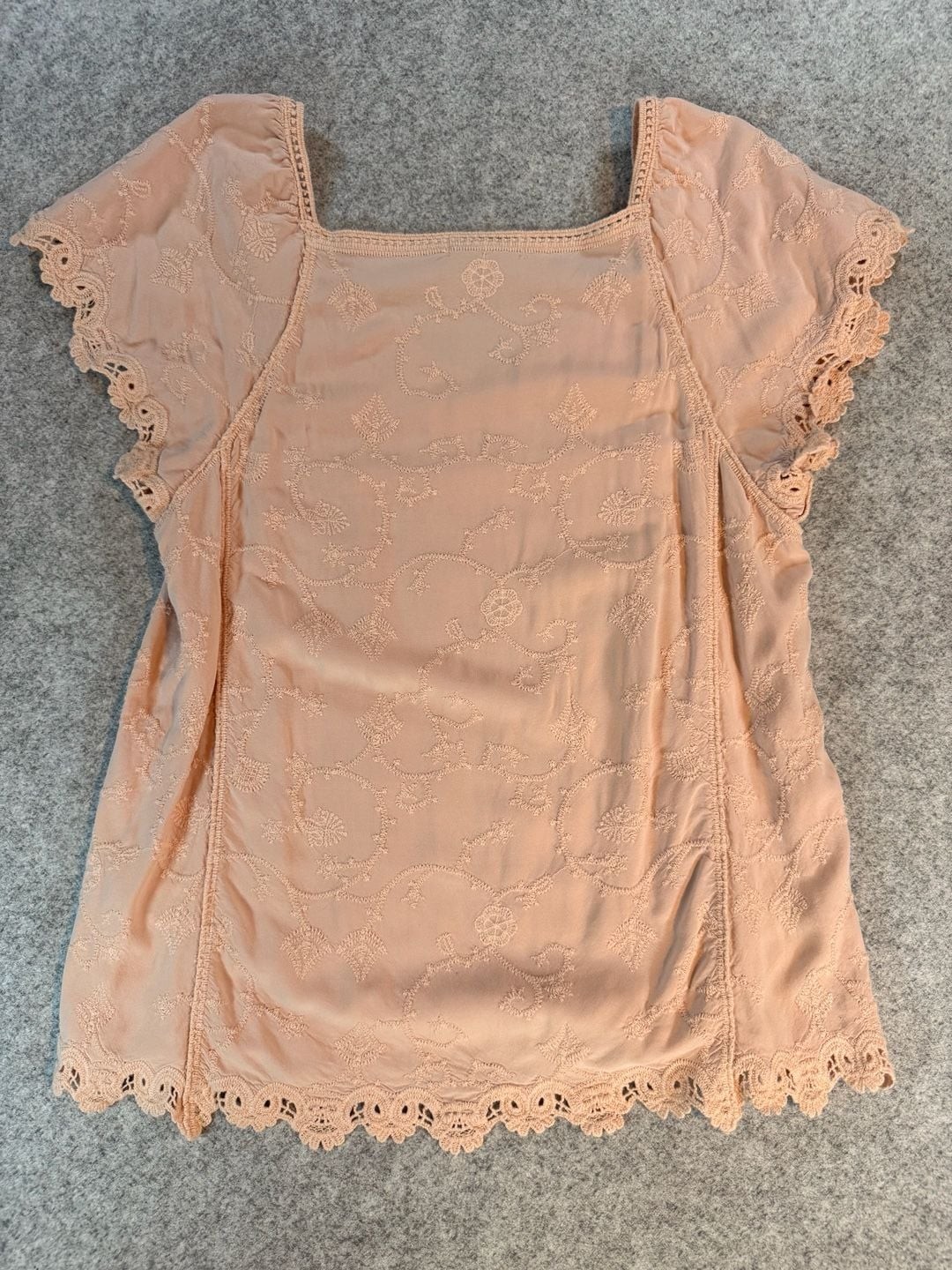 Democracy Short-Sleeve Open-Front Lace Ruffle Top Size Small