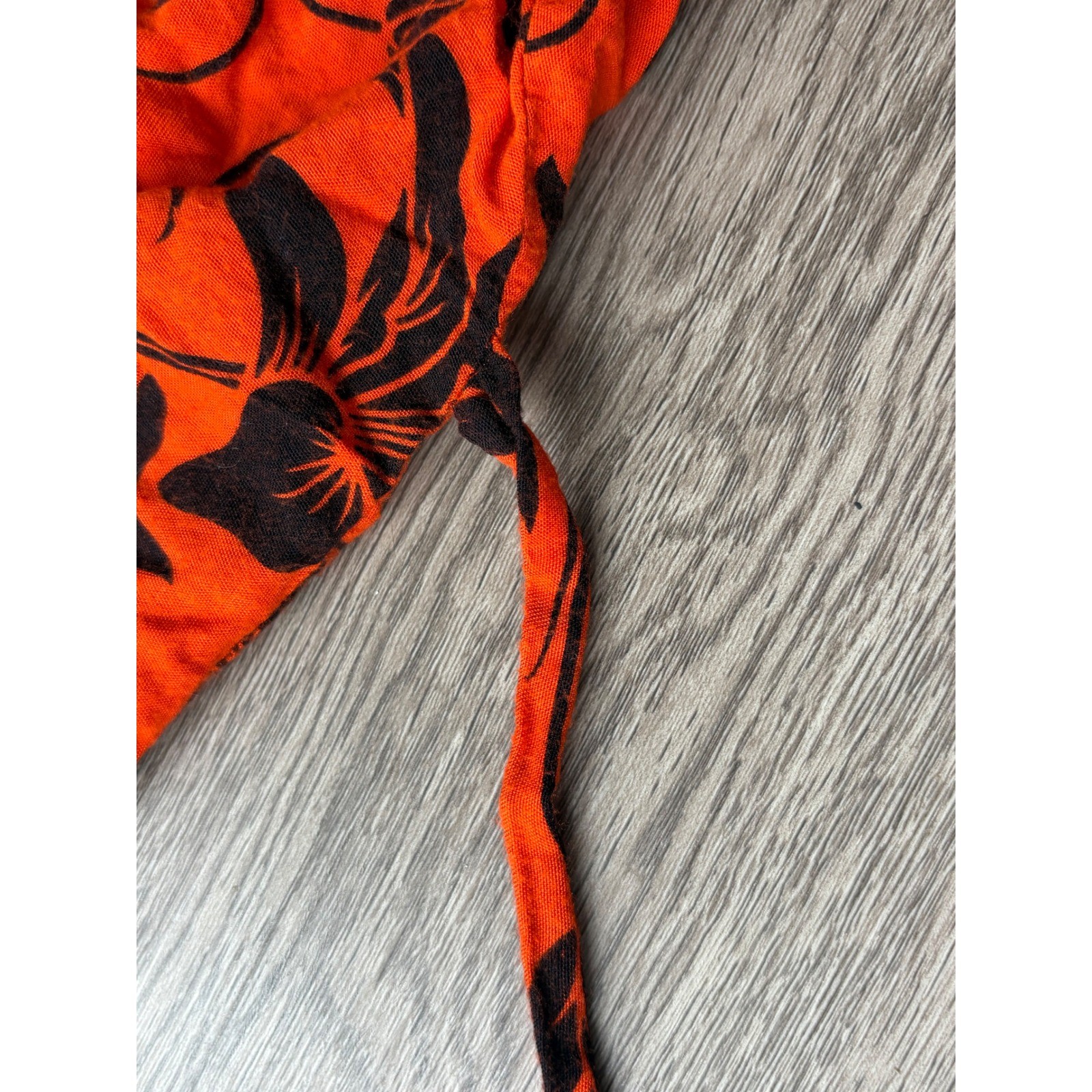 Raja Batik Orange Black Floral Rayon Sleeveless Mini Dress Made in Indonesia