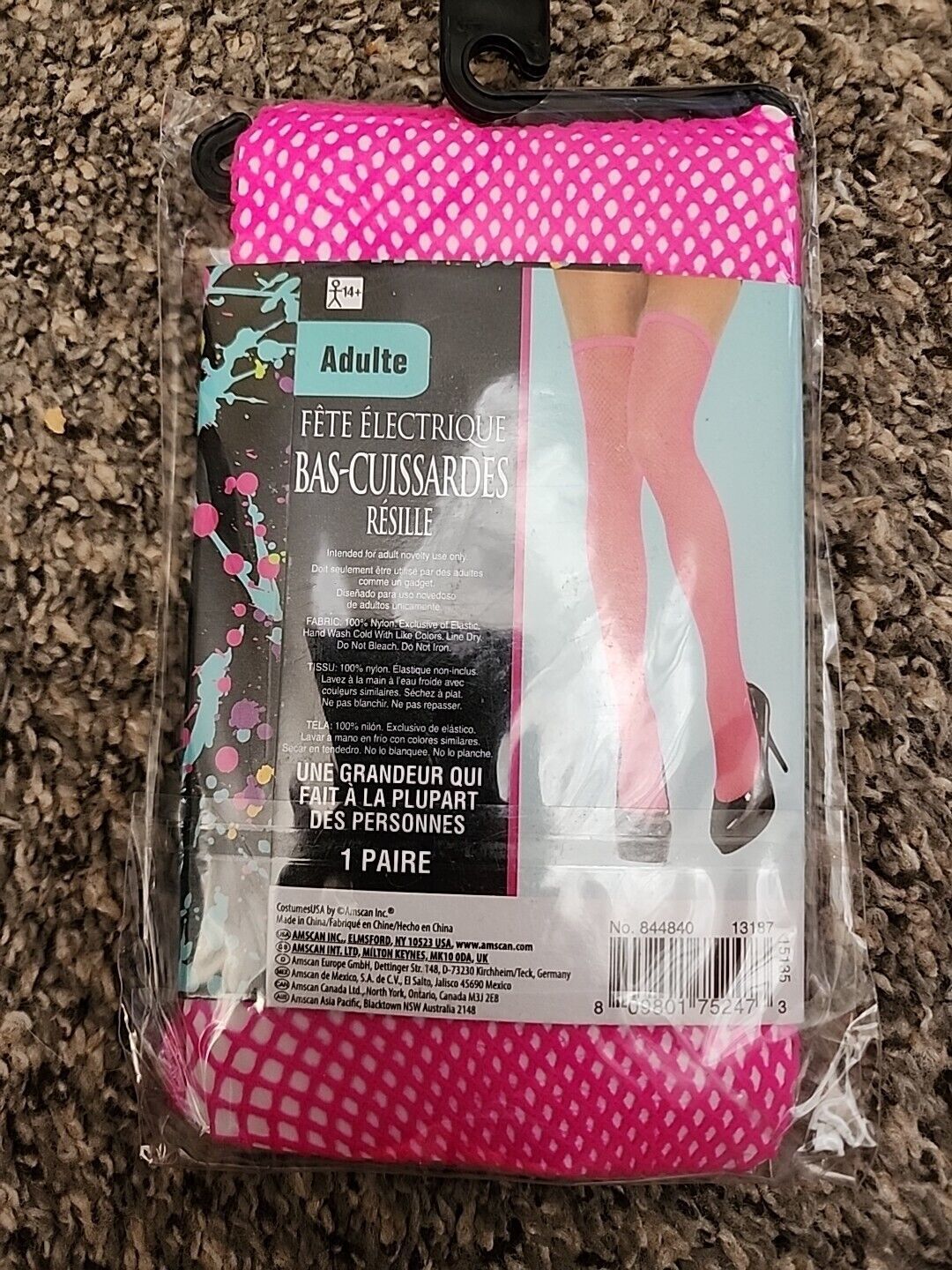 Electric Party Hot Pink Fishnet Thigh Highs Adult One Size Fit Most