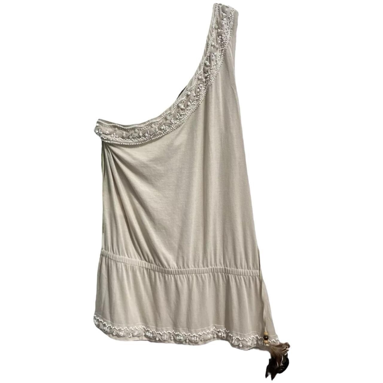 Dolce & Gabbana Vintage One-Shoulder Beaded Feather Top (IT42)