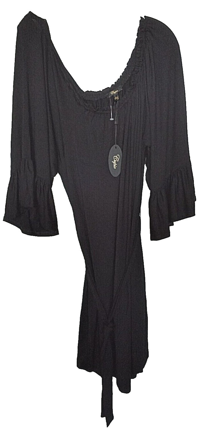 Cupio 95% viscose, 5% spandex solid black jersey off-the shoulder dress Size XL