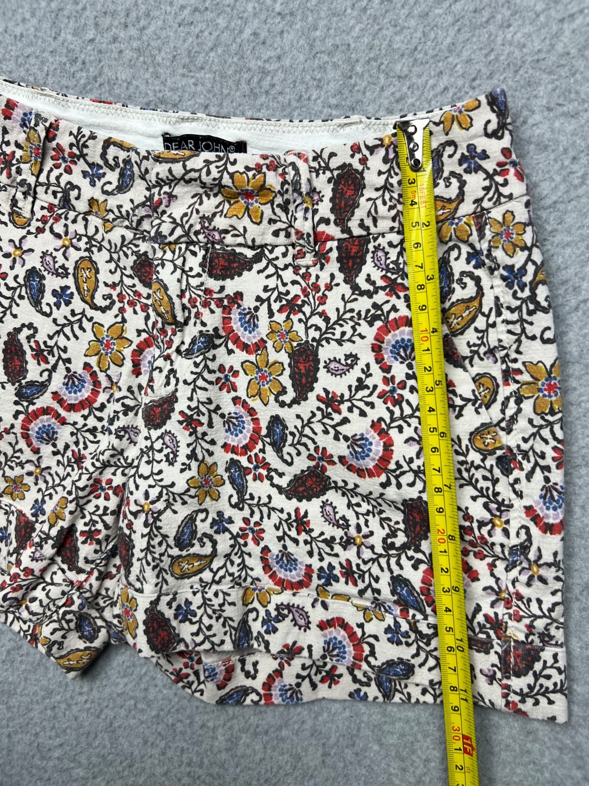 Dear John Finnegan Roll Cuff Printed Paisley Shorts Size 27 Casual Comfort Boho