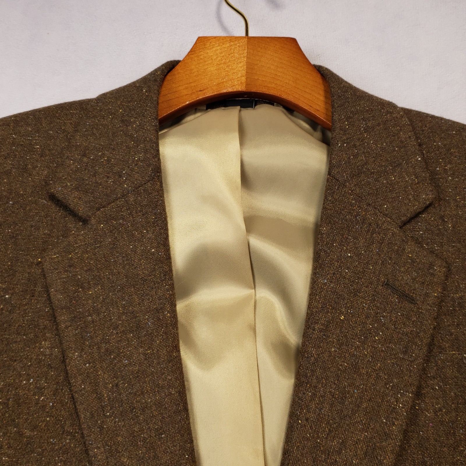 Kroon Sport Coat Mens 40R Wool Cotton Blend Brown Speckled 2 Btn Single Vented
