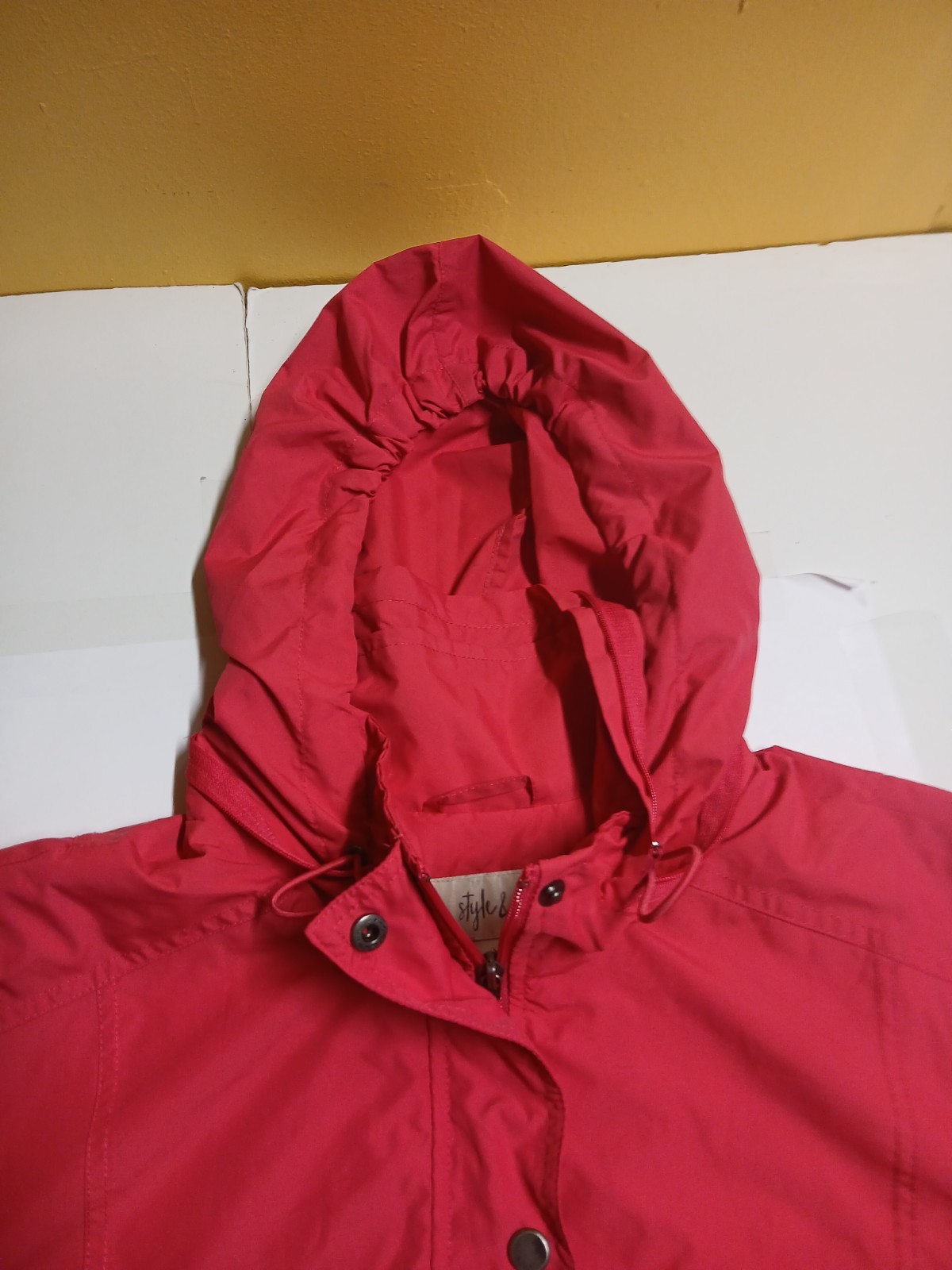 Style&co red zip snap button windbreaker jacket hooded xl women’s