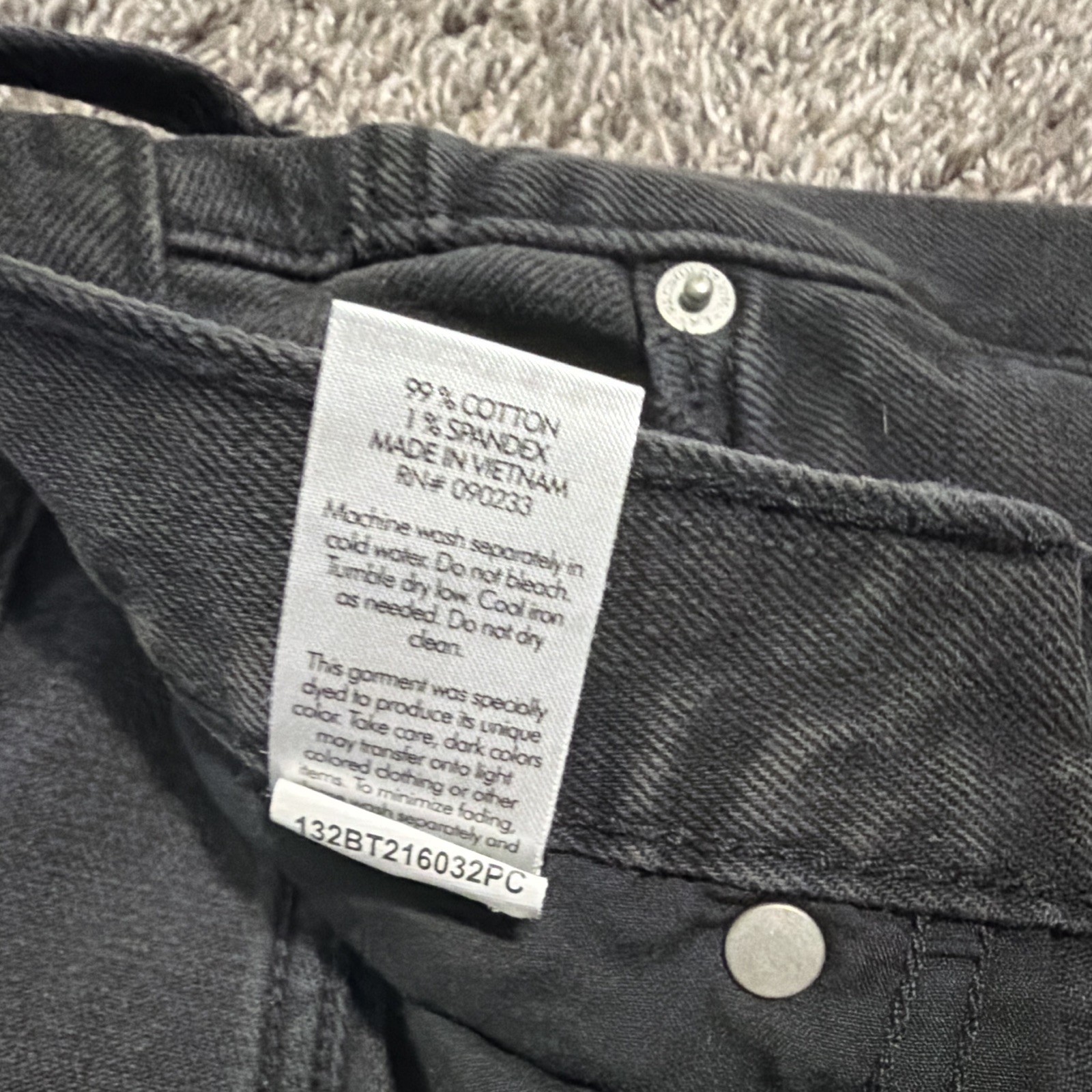 PacSun Men’s Black Skinny Fit Distressed Stretch Denim Jeans Dark Wash 5-Pocket