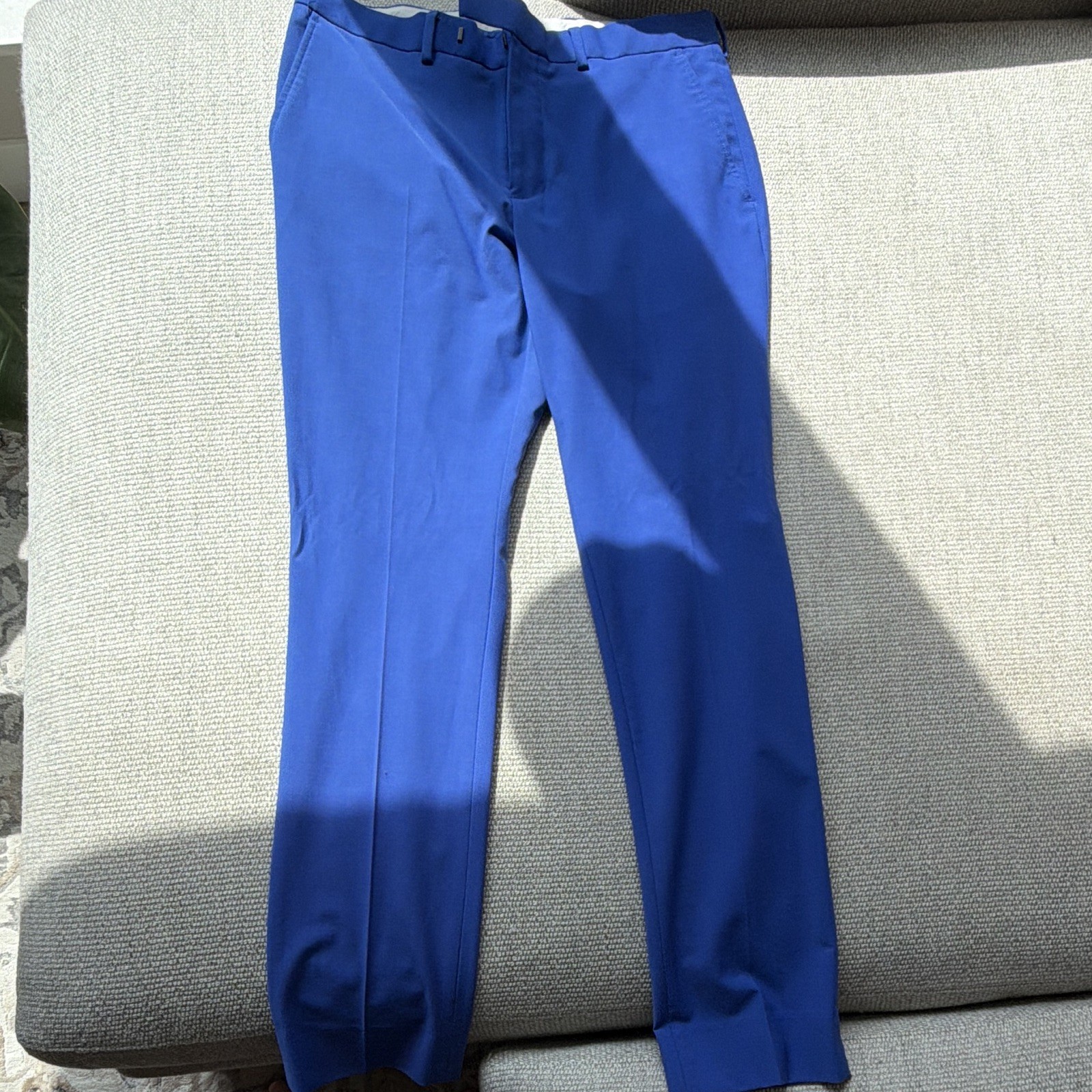Open Edit Blue Regular Fit Straight Dress Pants 34R Twill Flat Front Pockets