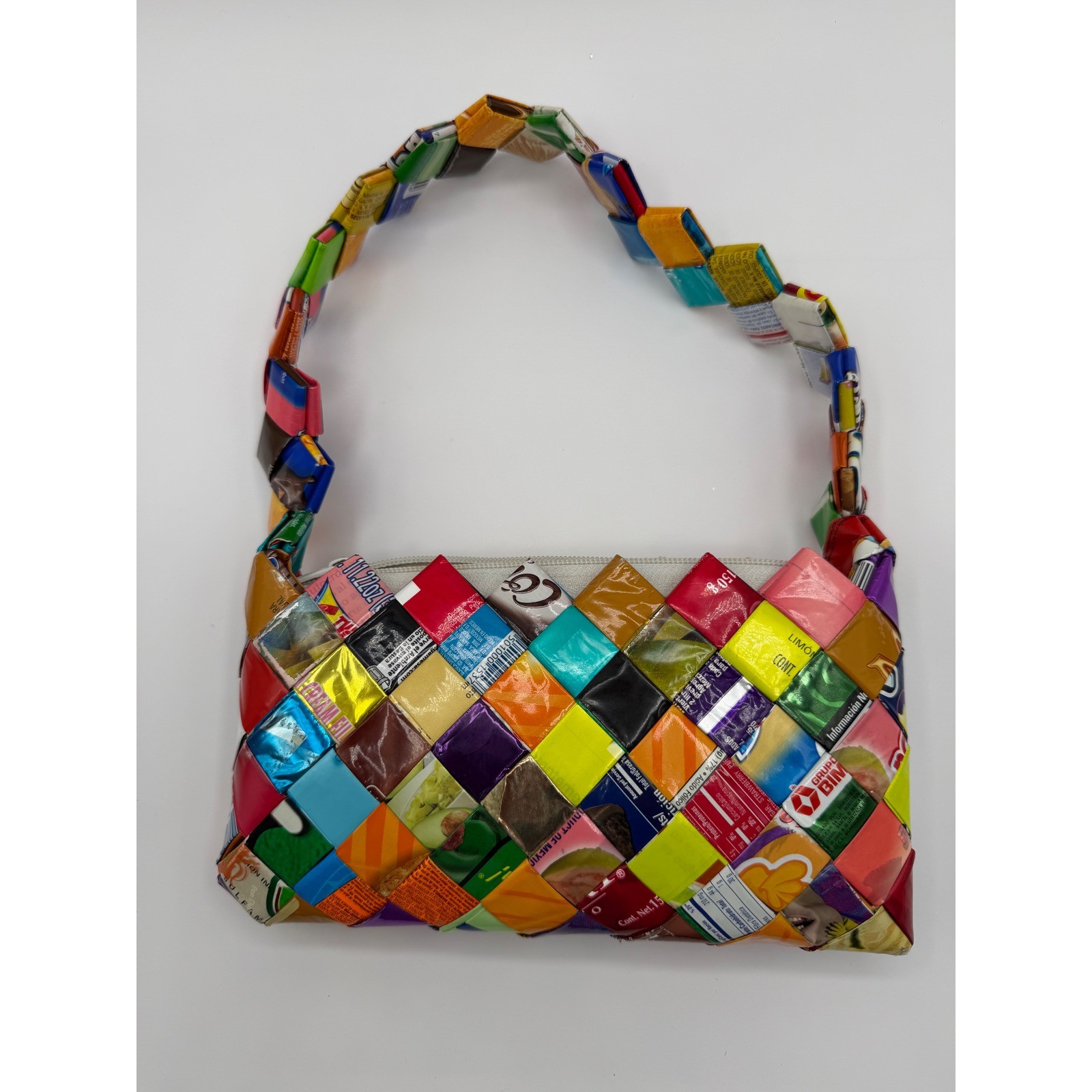 Unique Handmade Recycled Candy Wrapper Handbag Woven Shoulder Bag Spanish
