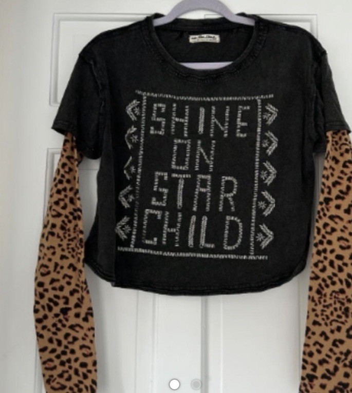 Free People We the Free Beaded Star Child Tee XS $85