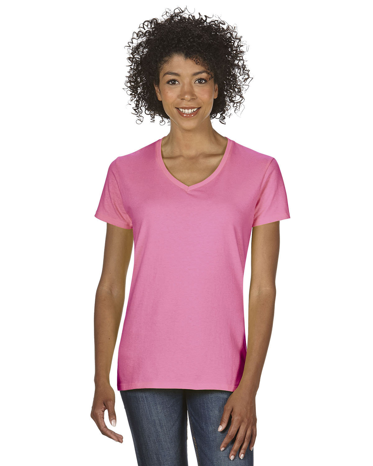 2 Pack Of Gildan G500VL Ladies Solid Heavy Cotton Tee Plain Blank V-Neck T-Shirt