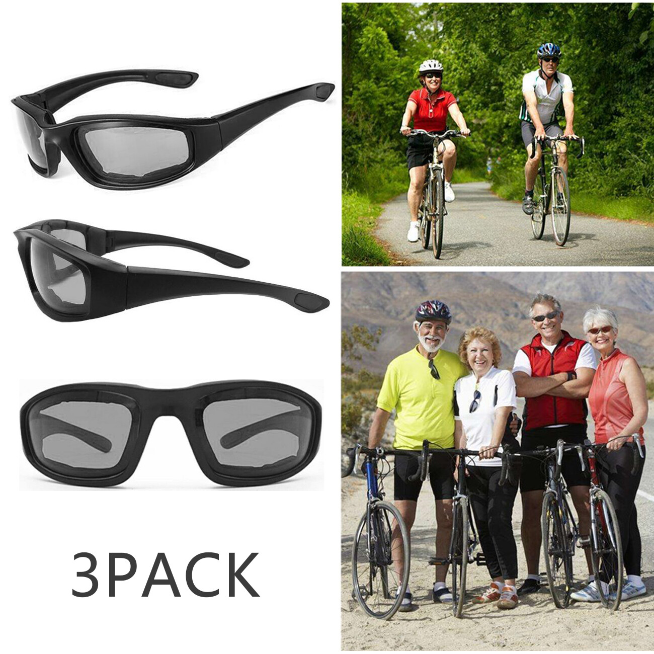 Gray Chopper Foam Padded Motorcycle Riding Glasses Sunglasses Windproof Goggles