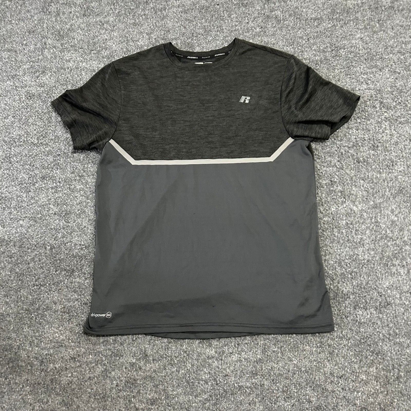 Russell Athletic Shirt Mens Size M Gray Colorblock Dri-Power 360 Training Fit