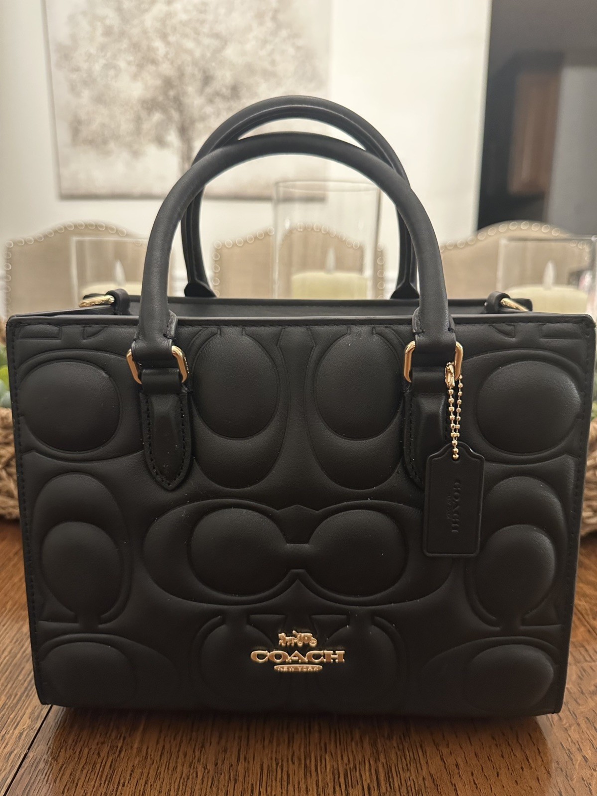 Coach Maggie Small Tote Bag In Signature Leather in Black NWOT – CY670