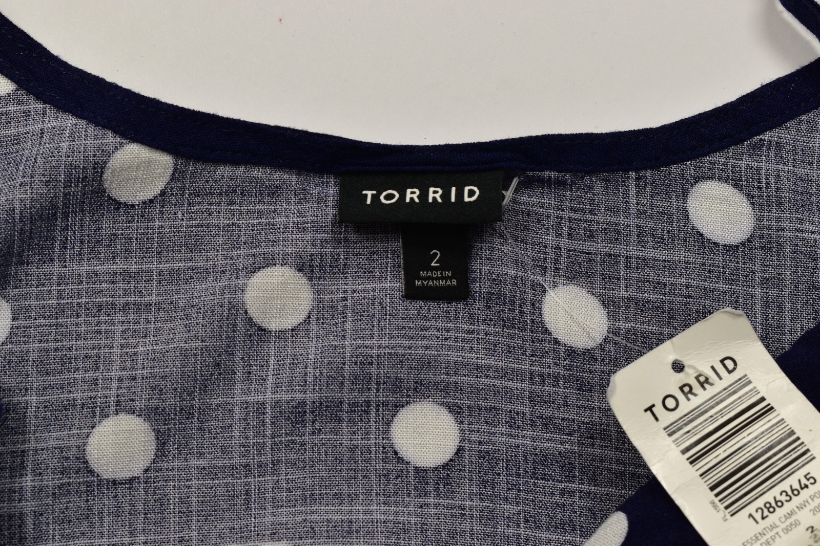 Torrid Women’s Plus Size 2 2X Navy Blue Polka Dot Essential Cami Tank Top NEW