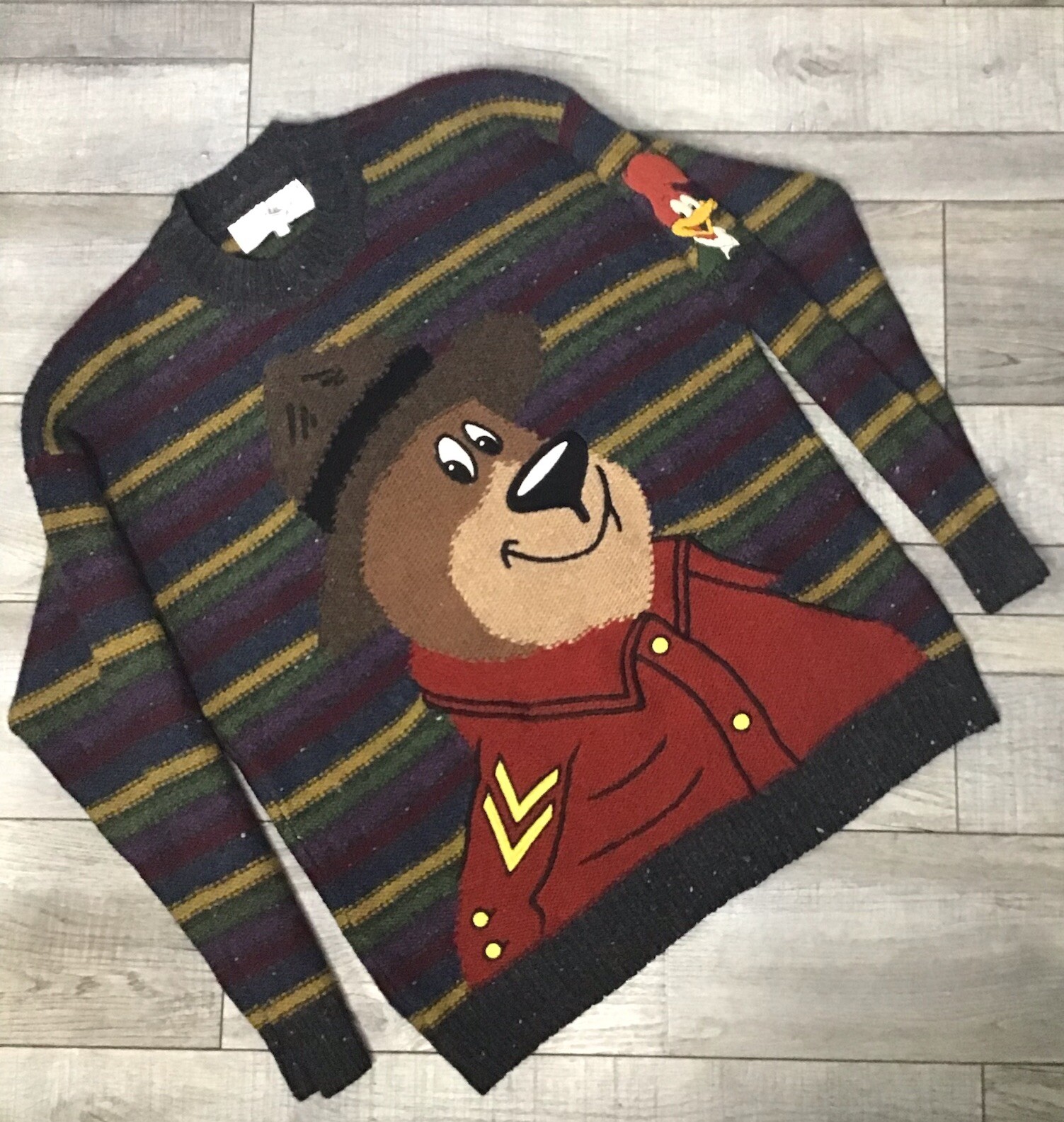 Rare JC De Castelbajac 1990s Sweater Yogi Bear X Woody Woodpecker Size (50)