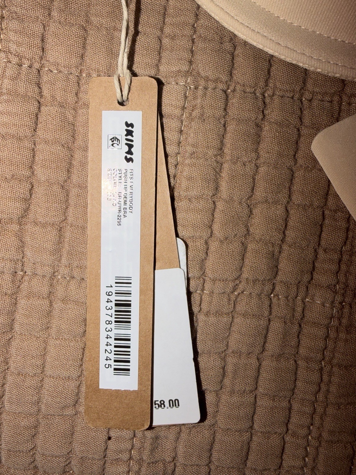 SKIMS Fits Everybody Underwire T-Shirt Bra Beige 32B Ribbed Cotton Hook & Eye