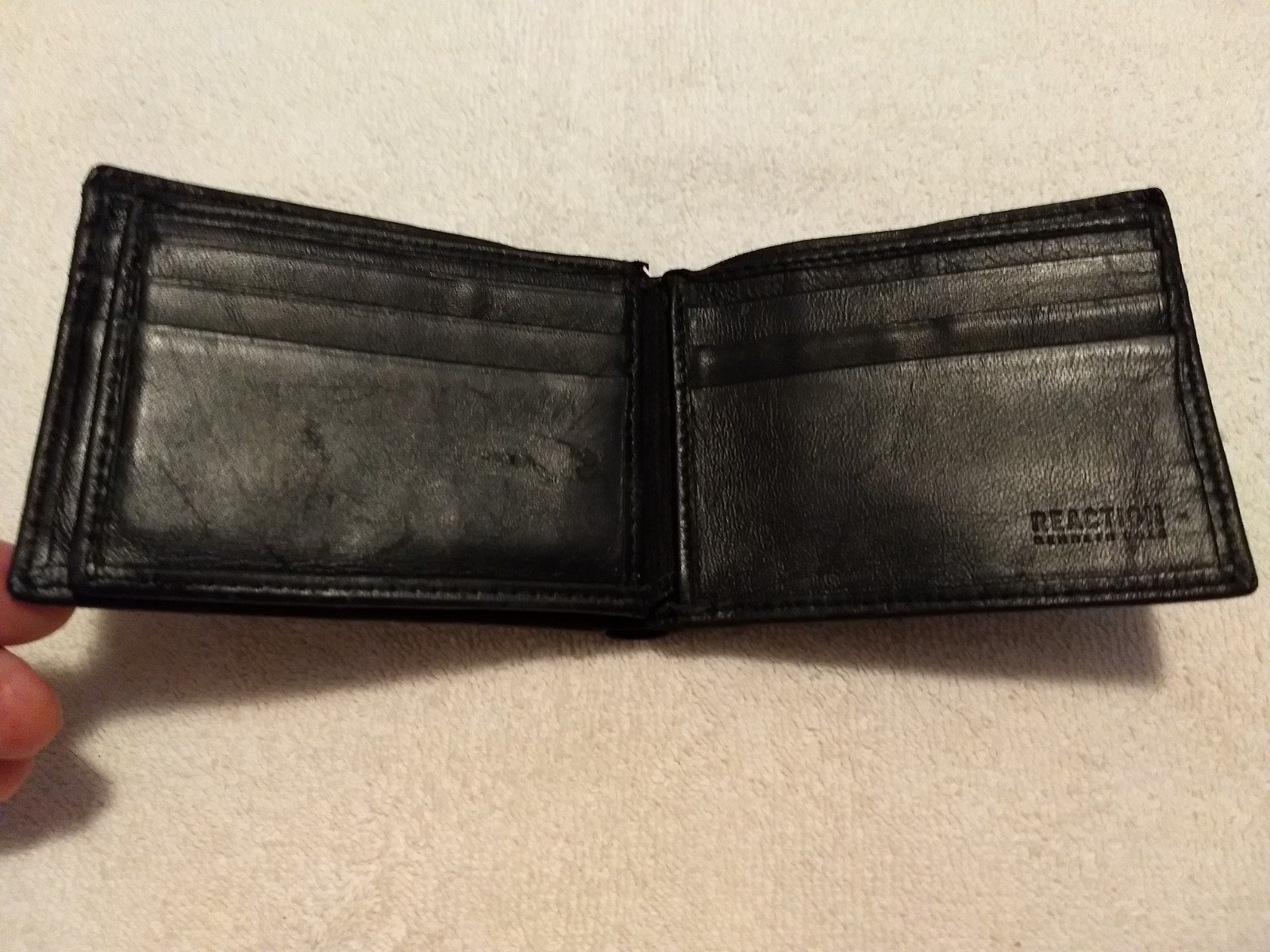 Kenneth Cole Reaction Genuine Leather Bifold Wallet w/ Clear ID Window, Black