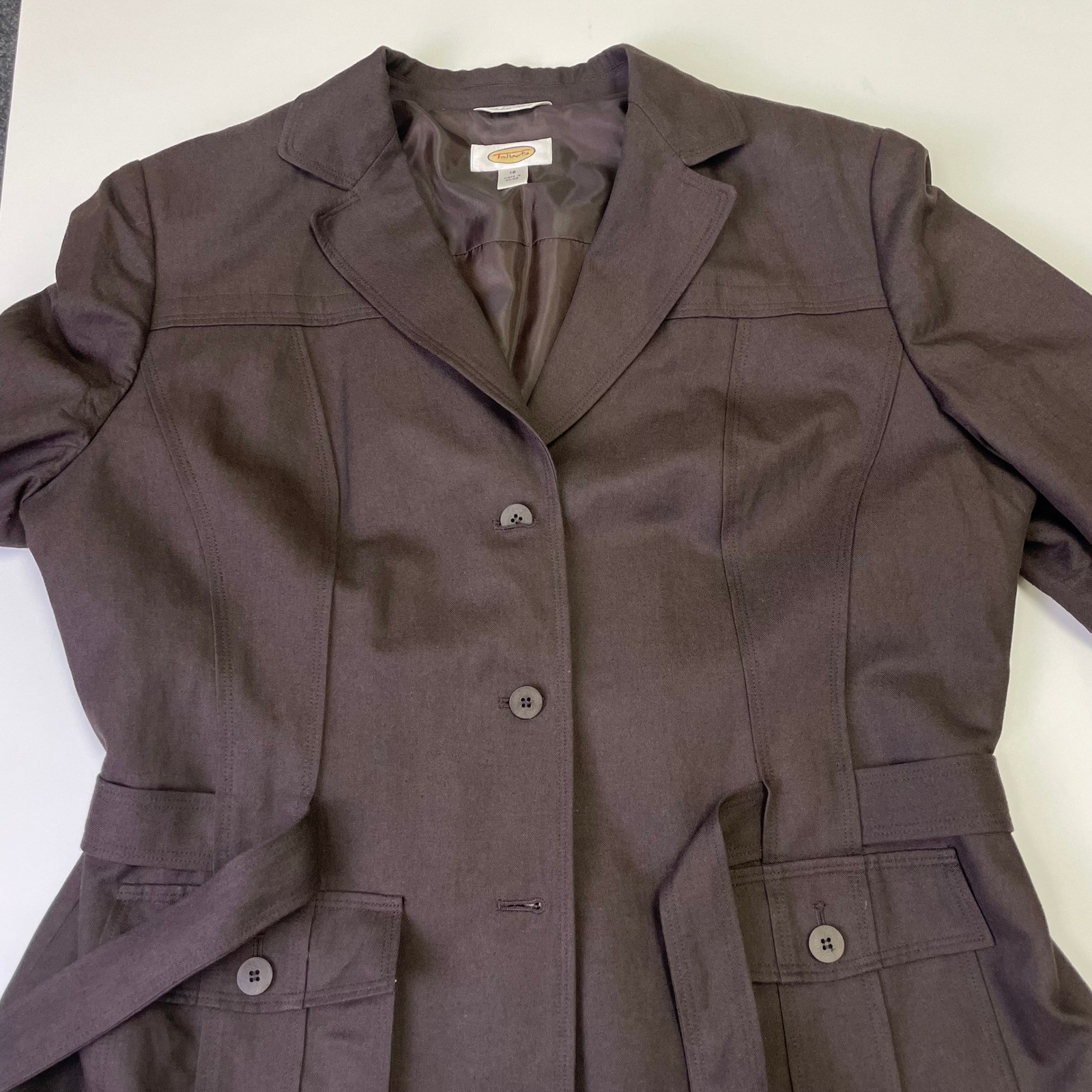 Vintage Talbots Linen Blend Blazer Brown Jacket Womens 18 Safari Quiet Luxury