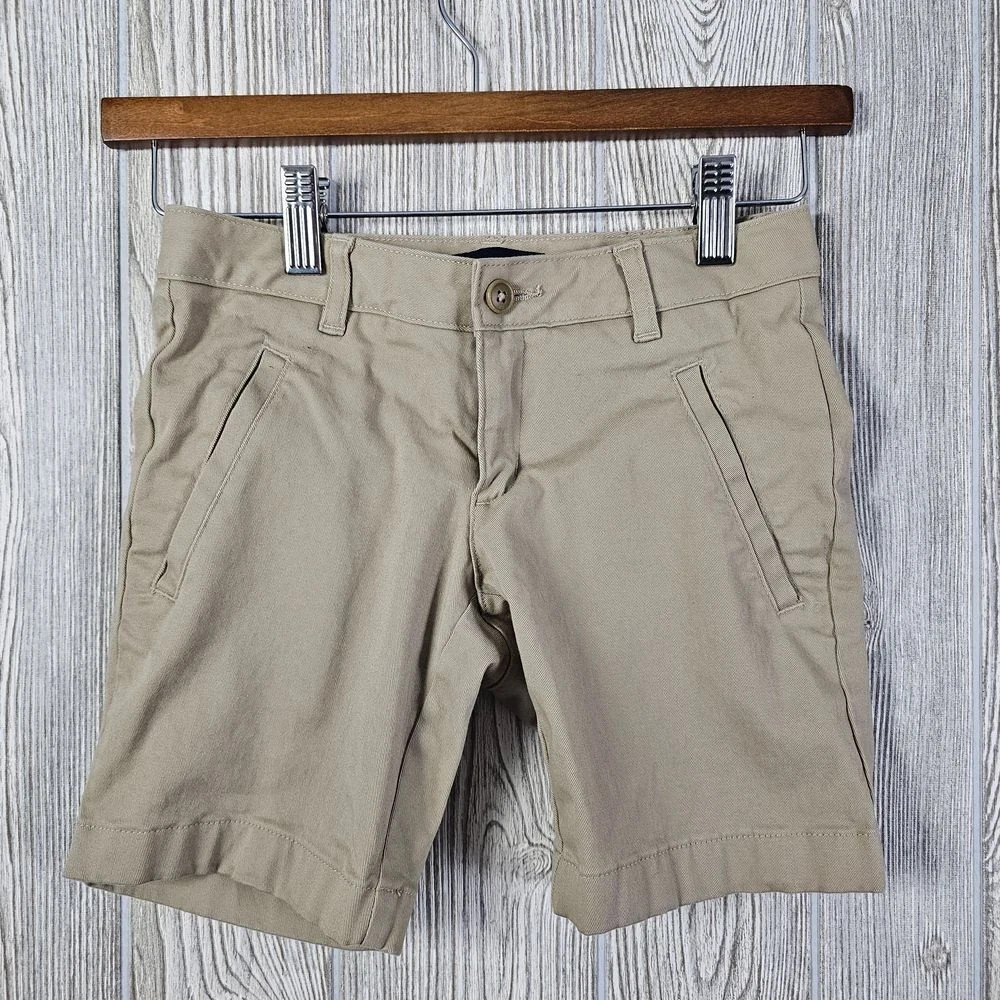 Lands’ End Kids Khaki Bermuda Shorts Unisex 8 School Uniform Cotton Blend